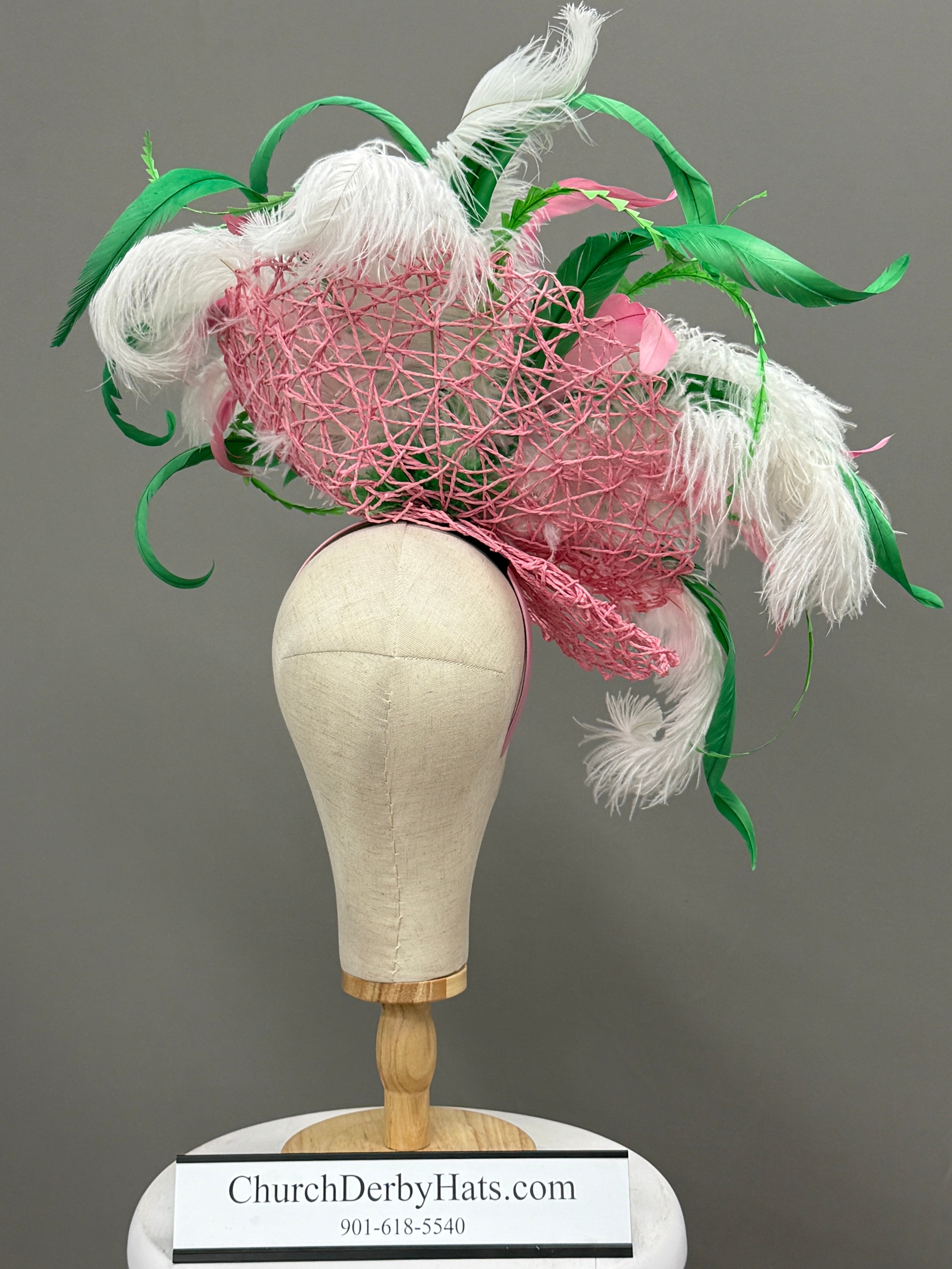Sabrina Pink Green - Kentucky Derby Hat