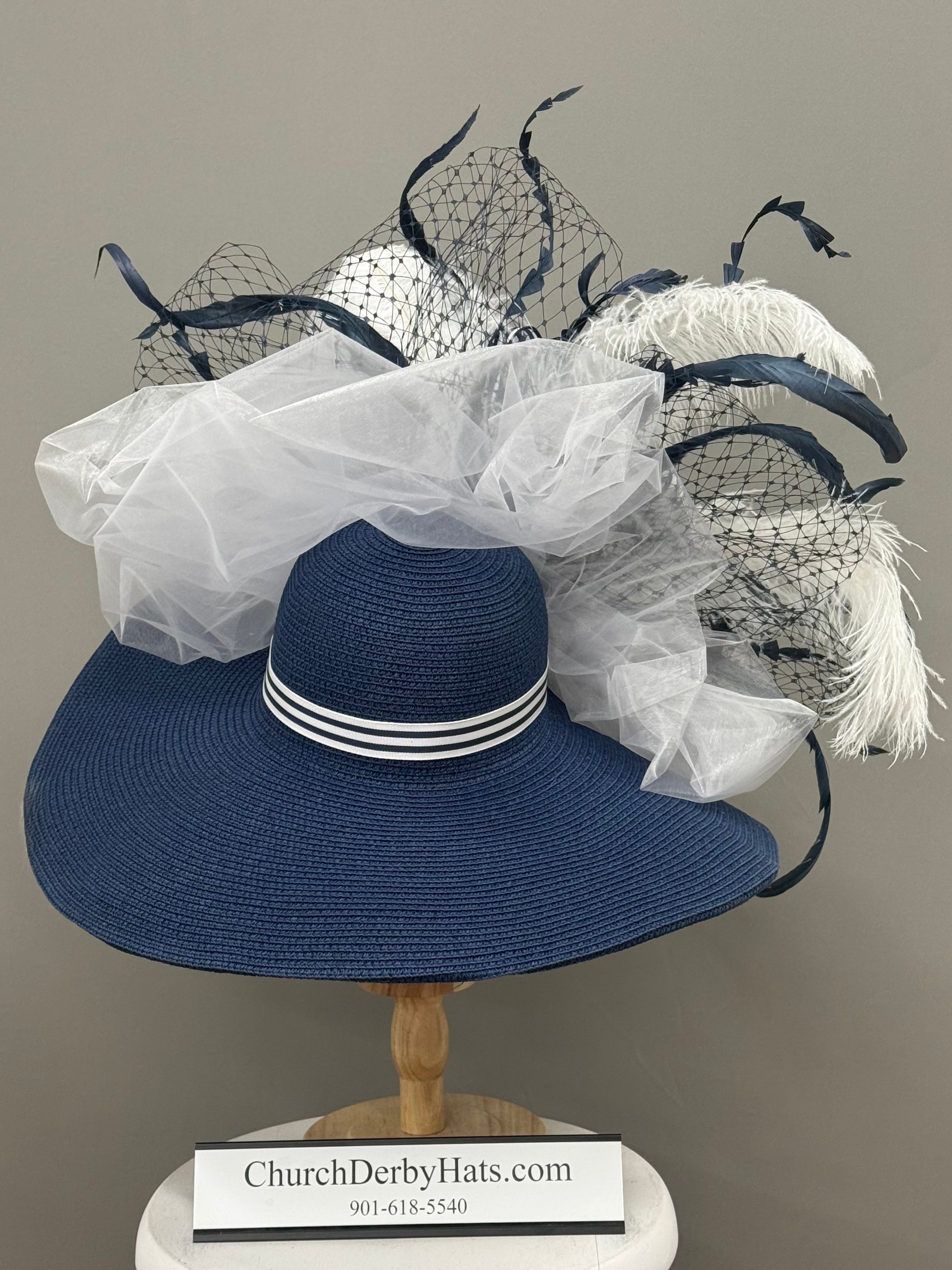 Lina Navy White - Kentucky Derby Hat