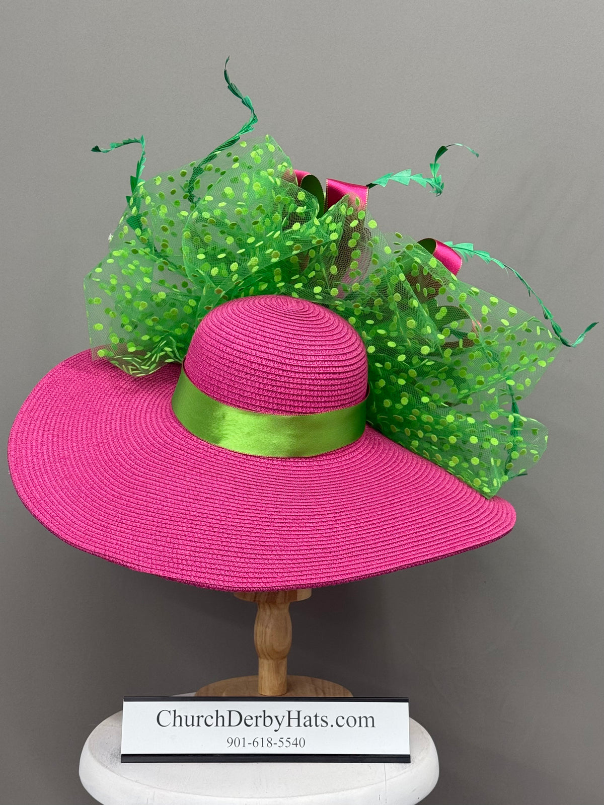 Loraine Pink Green - Kentucky Derby Hat