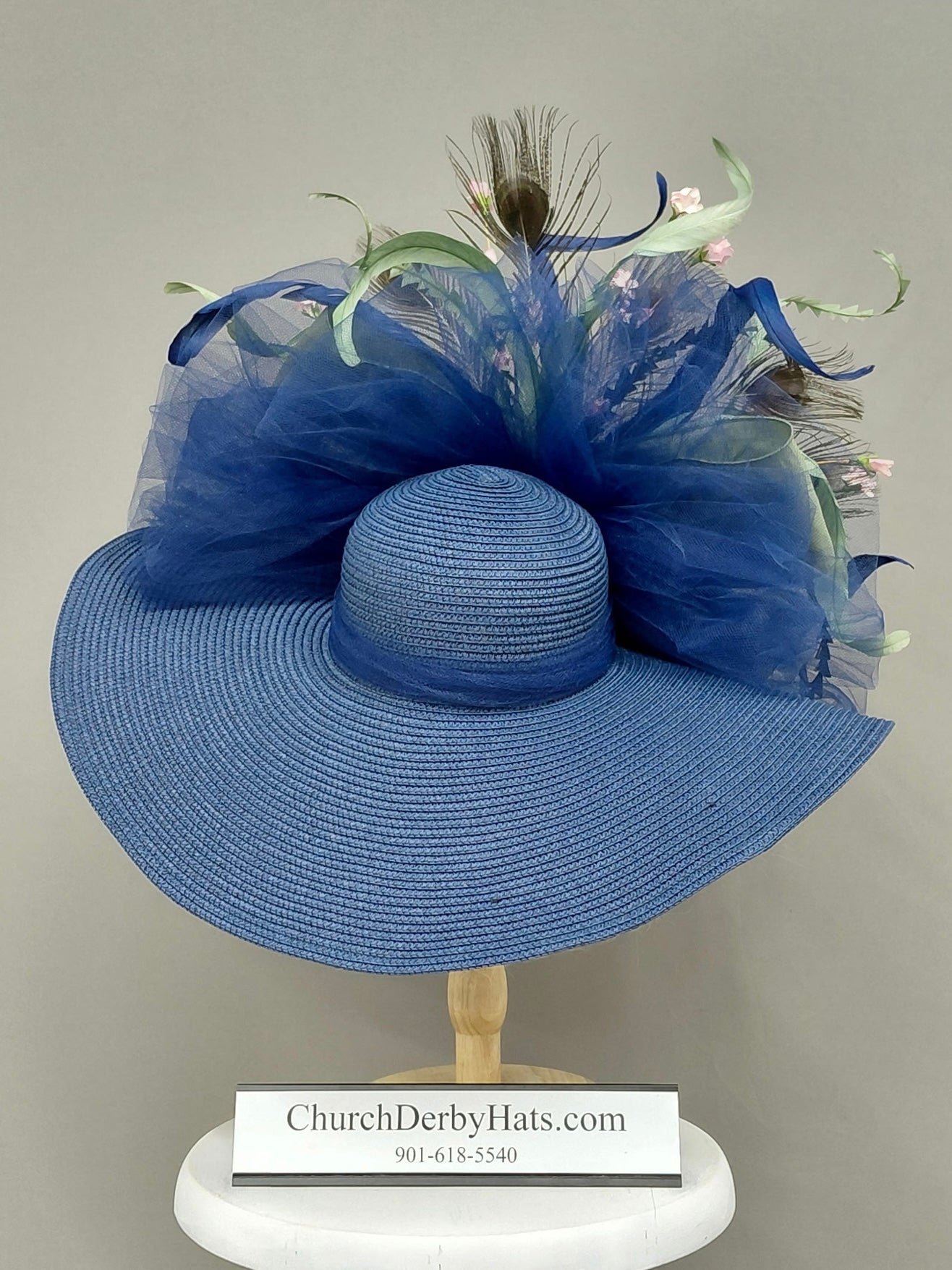 Hellen Navy Blue Pink - Kentucky Derby Hat
