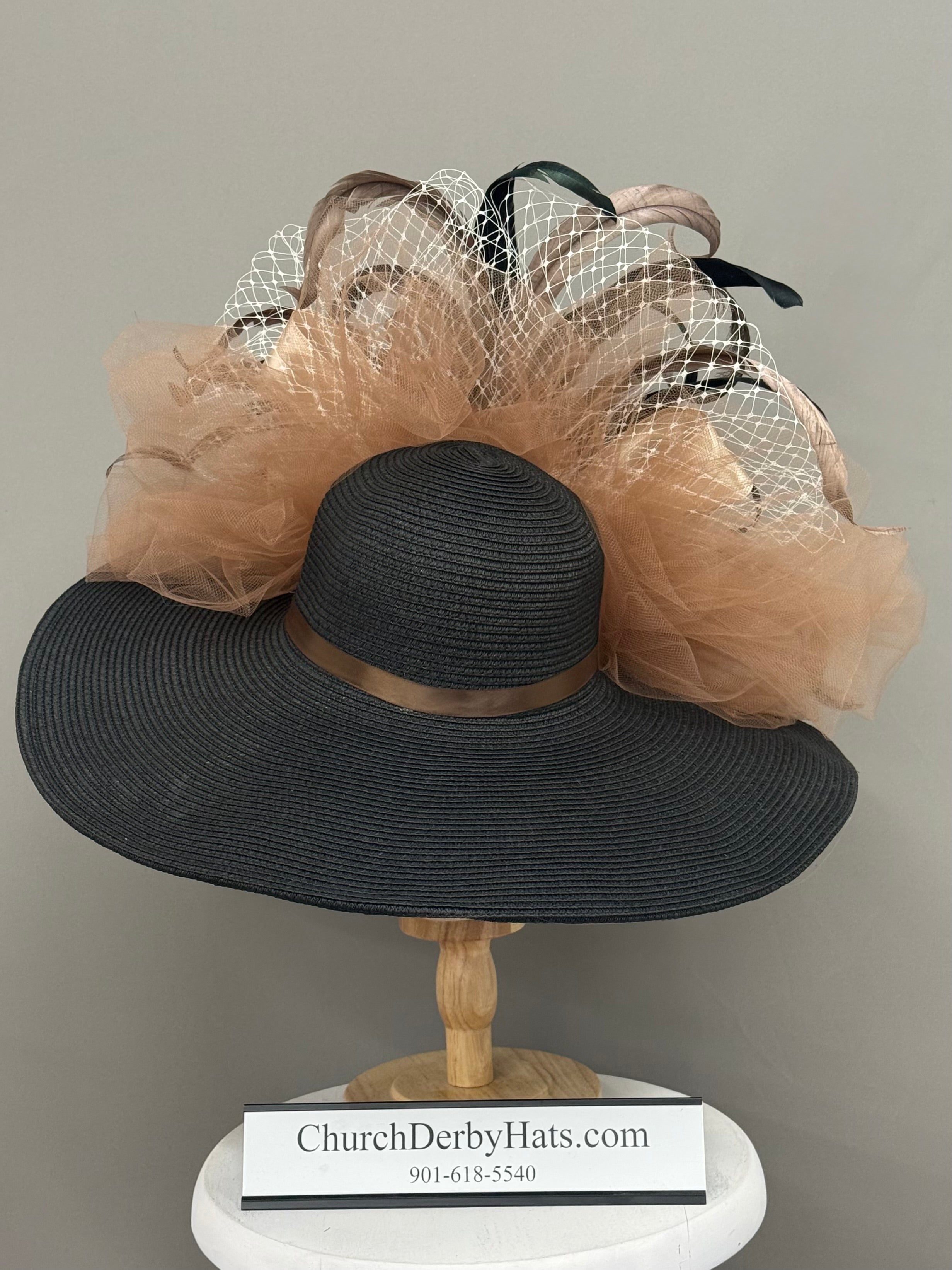 Gold Foil - Black Brown Gold Kentucky Derby Hat - Church Hat