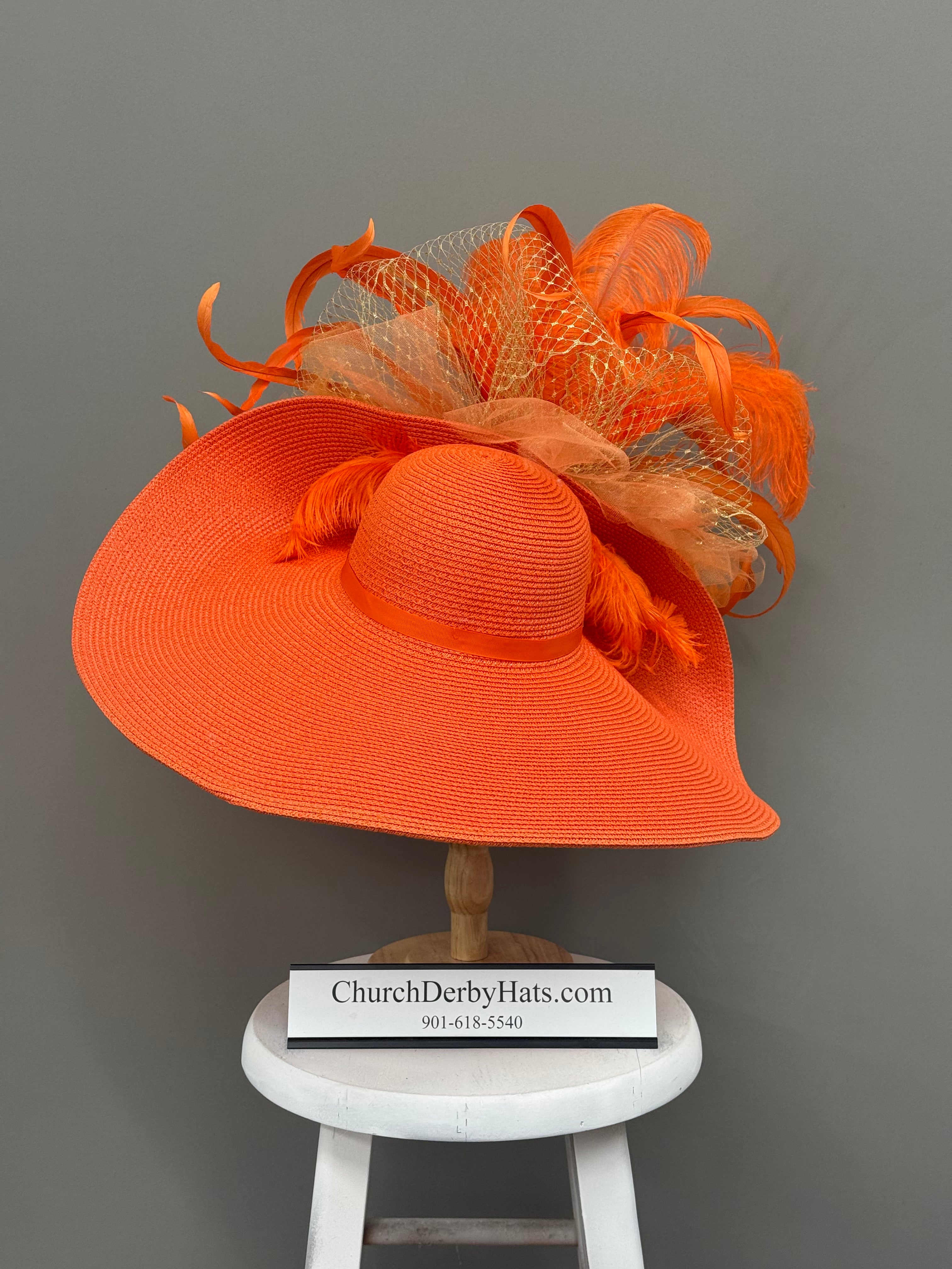 Orange Kentucky Derby Hat - Church Derby Hat