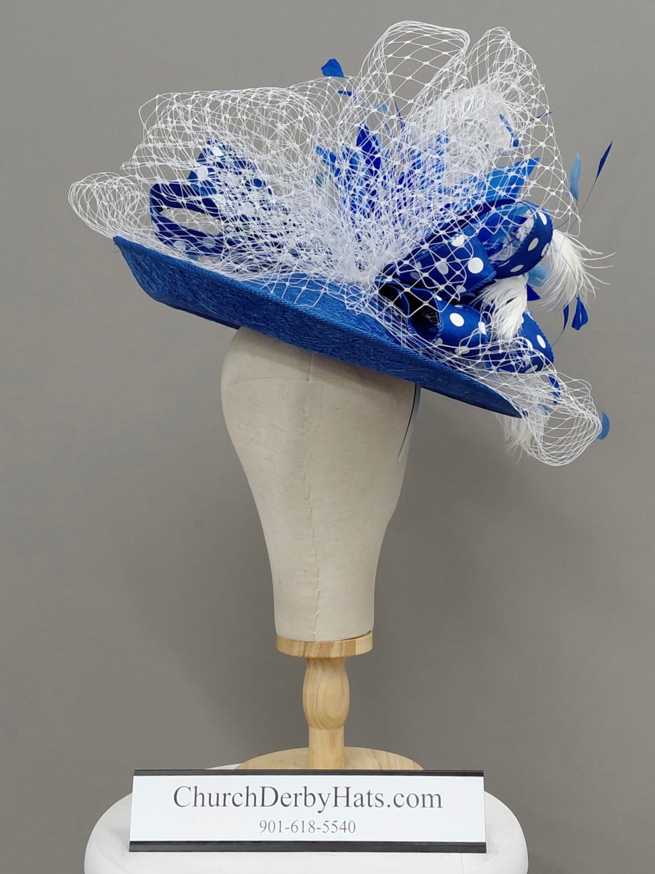 Kentucky Blue Fascinator on Headband