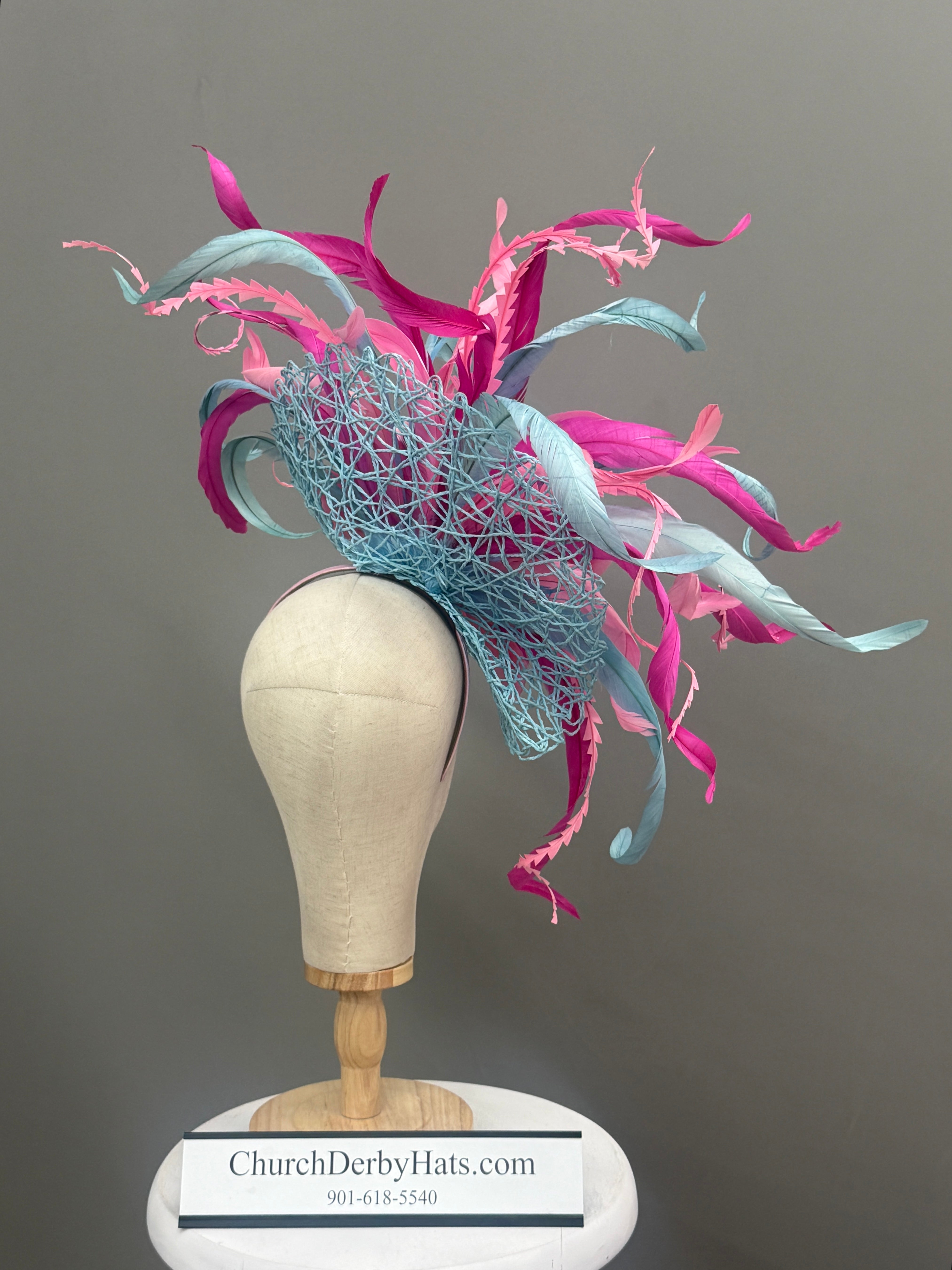 Kiera Pink Blue - Kentucky Derby Hat