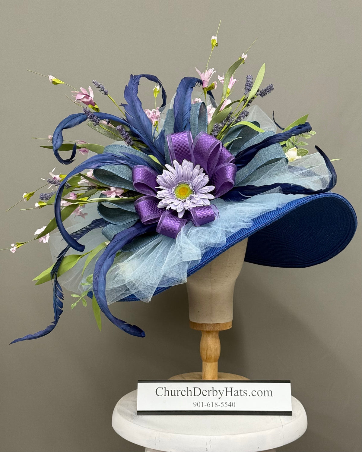 Lina Blue Purple - Kentucky Derby Hat - Church Hat