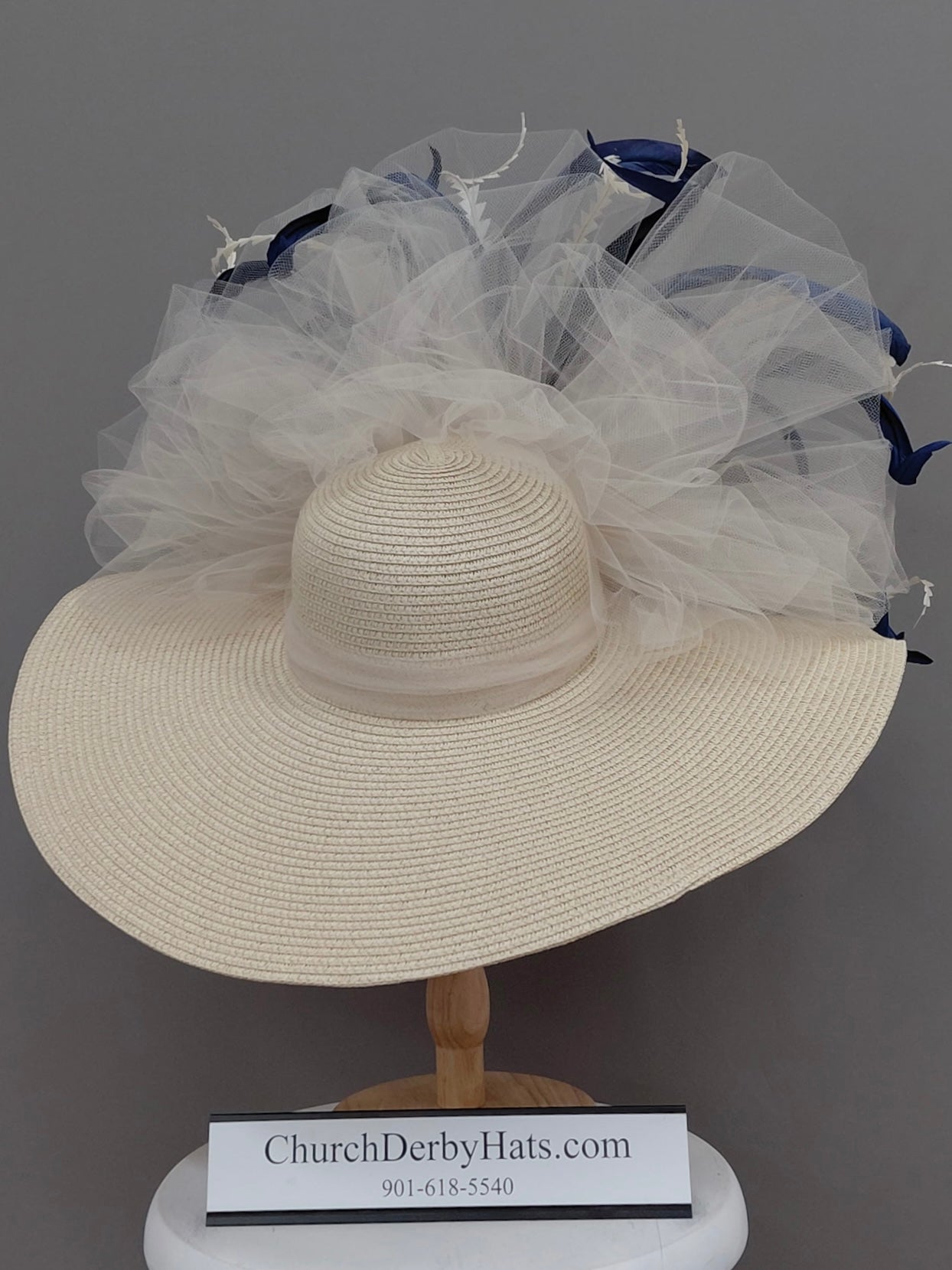 Olivia Blue Ivory - Kentucky Derby Hat
