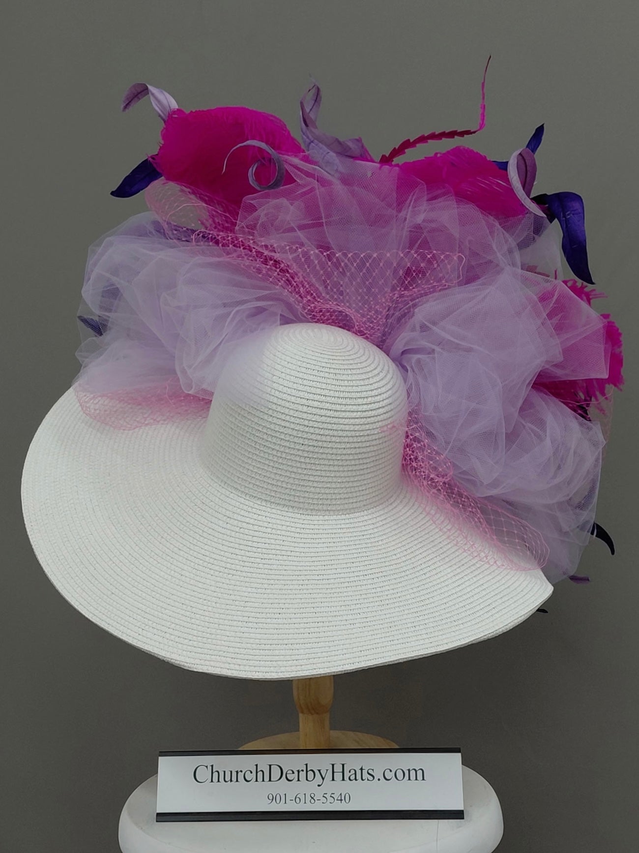Iena Pink Purple White - Kentucky Derby Hat