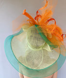 Deana Lime Green and Orange Kentucky Derby Hat