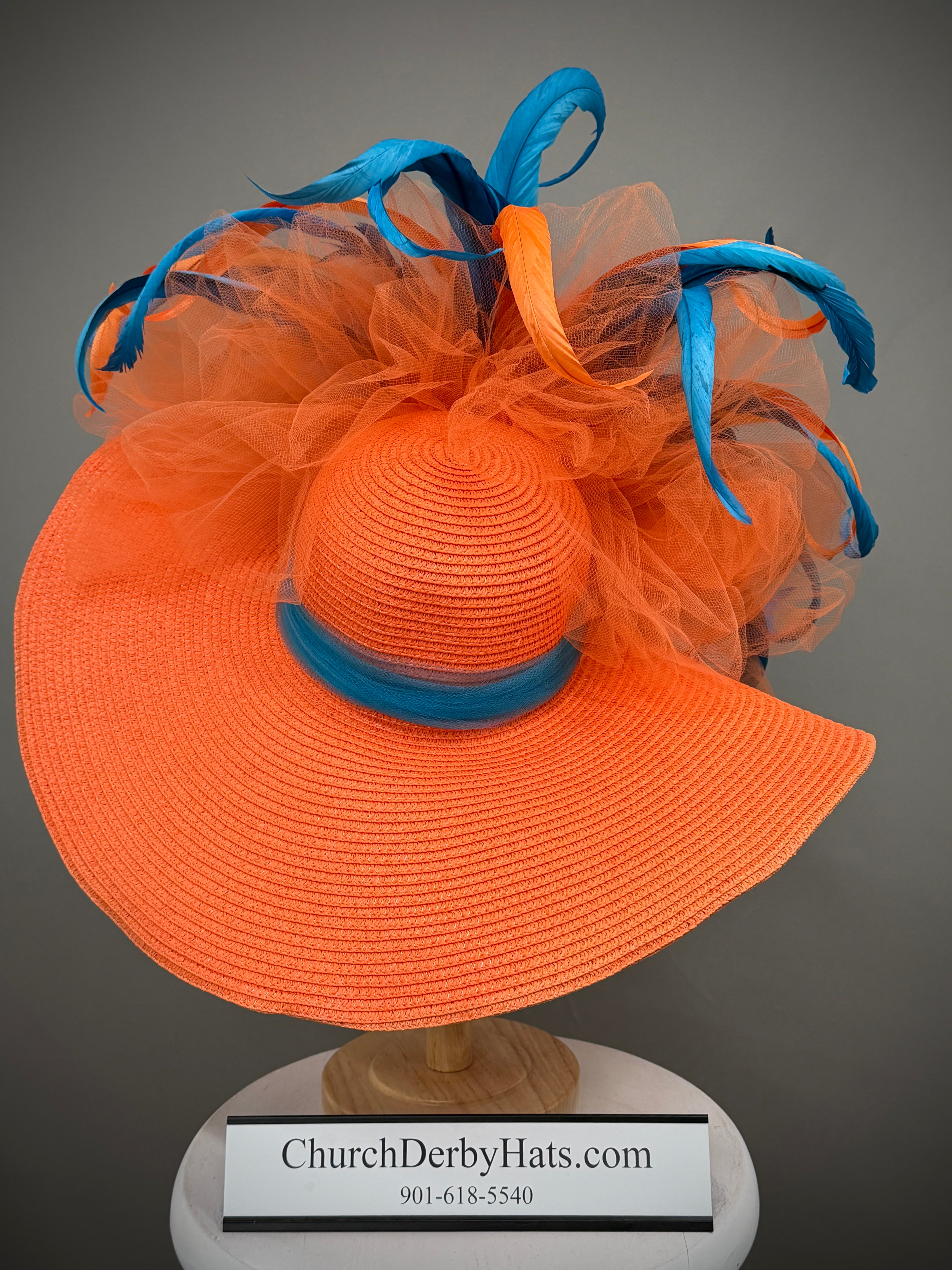 Hellen Orange Blue - Church Derby Hat