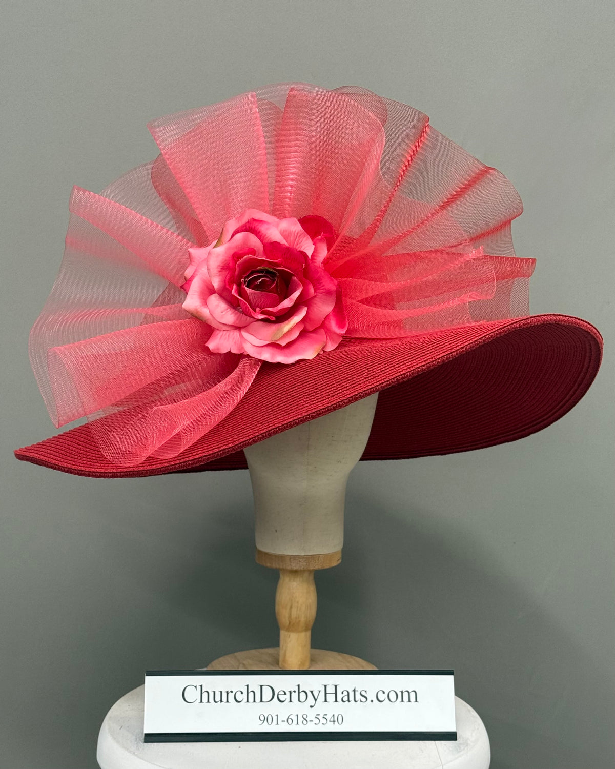Christina Red Pink - Kentucky Derby Hat