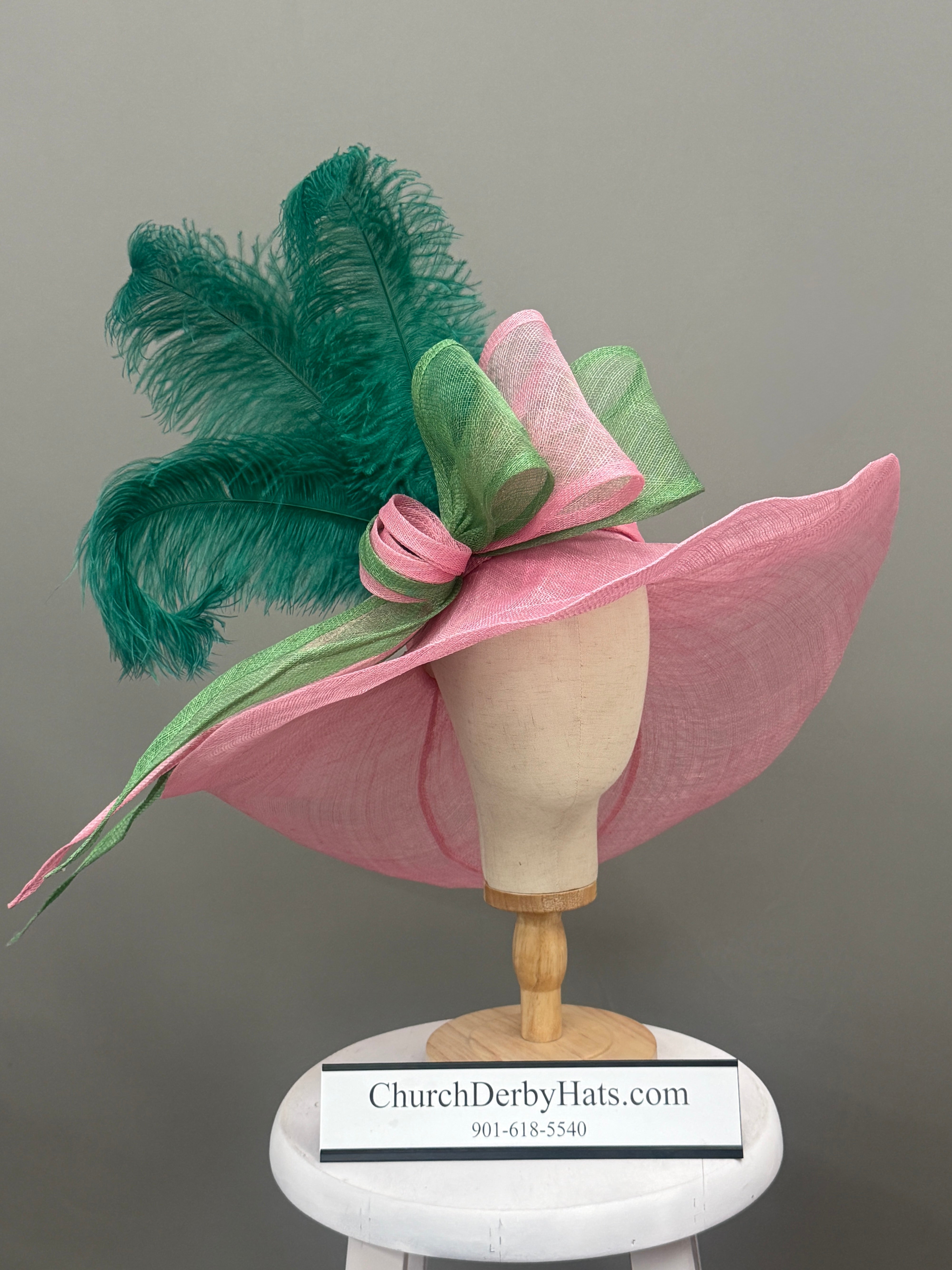 Annie Pink Green - Kentucky Derby Hat