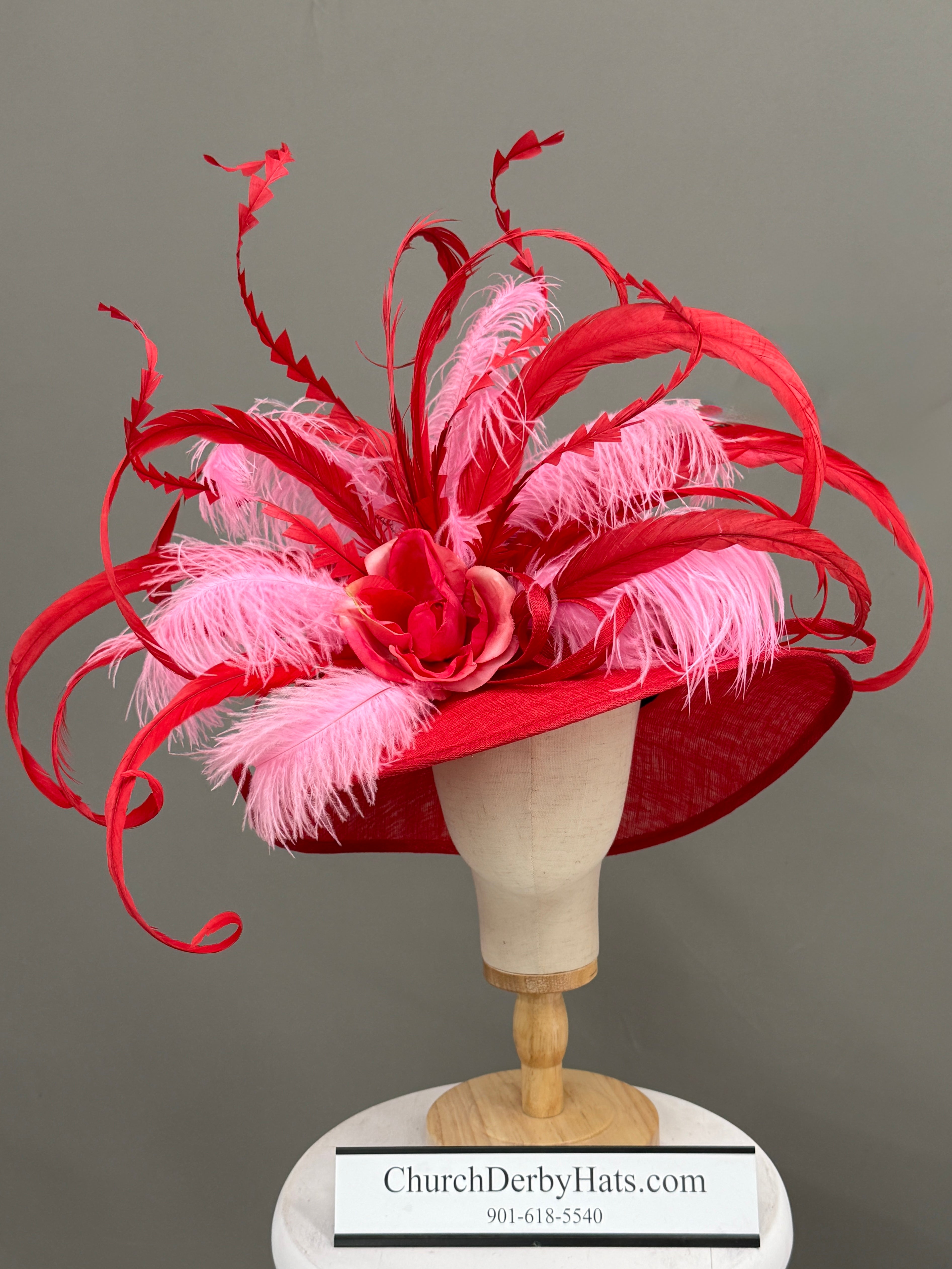 Tina Red Pink - Kentucky Derby Hat