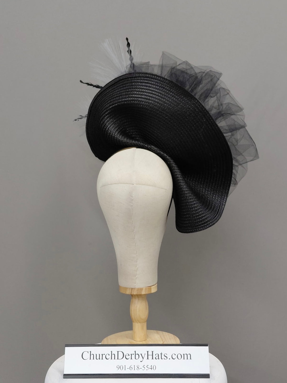 Jolene Black Gray - Kentucky Derby Hat - Fascinator on Headband