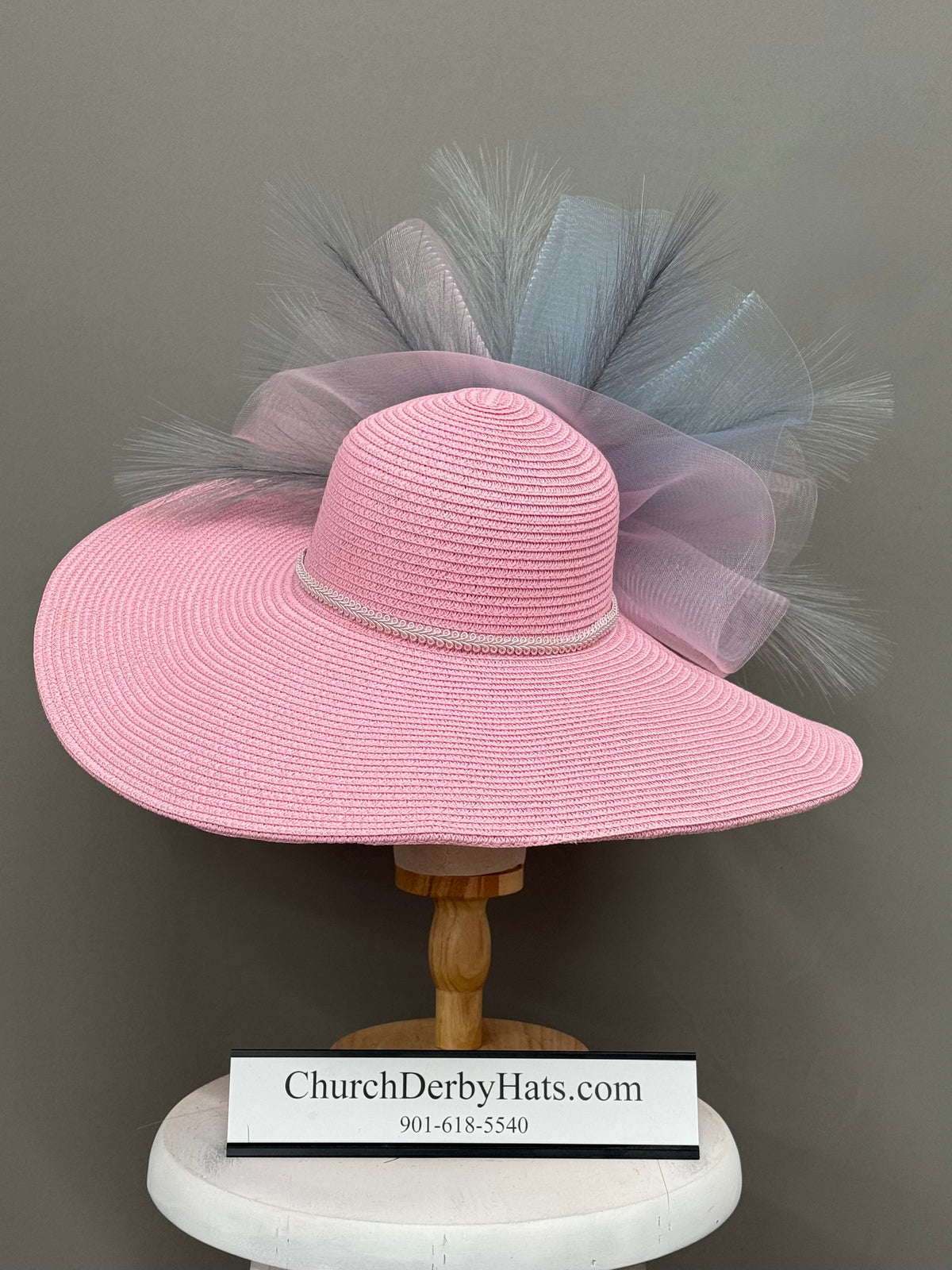 Glamorous Pink Gray - Kentucky Derby Hat
