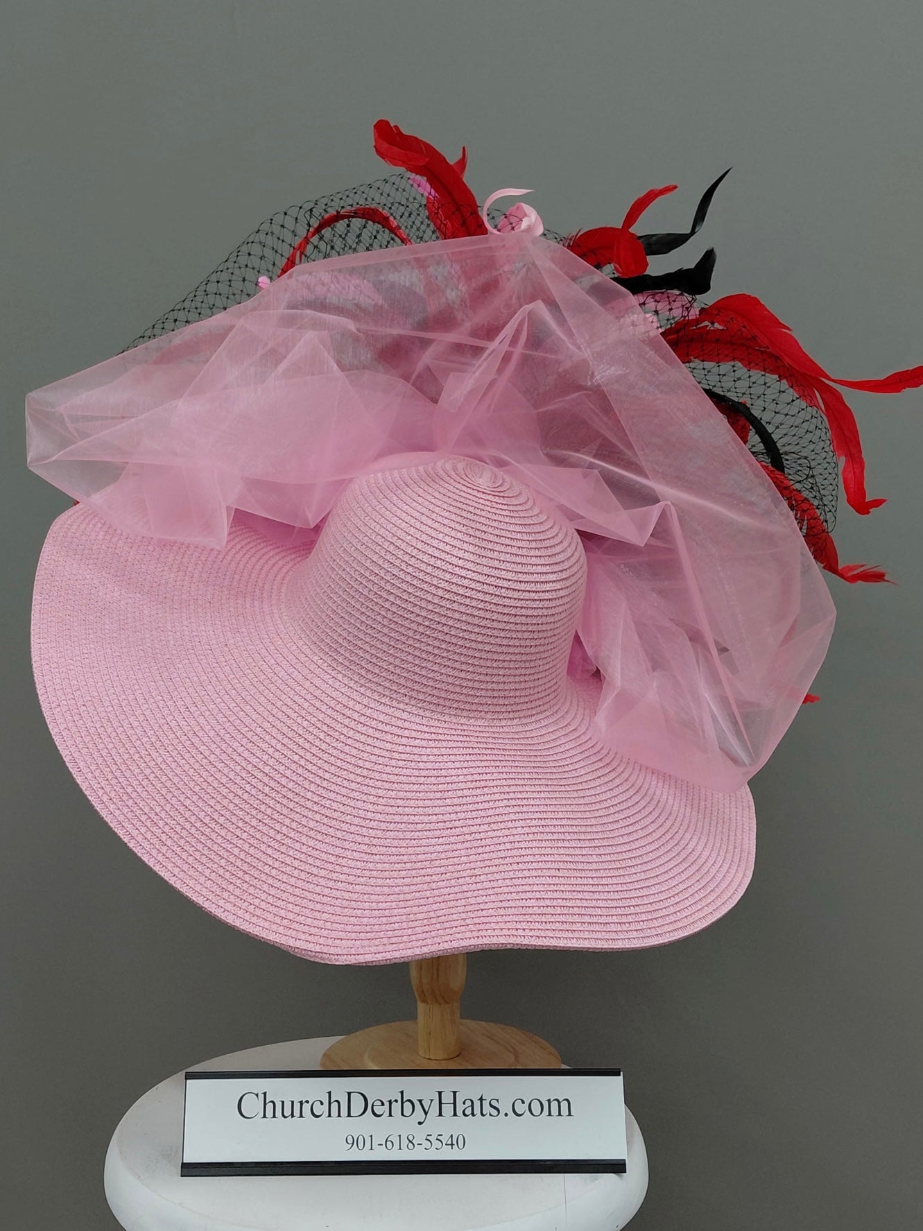 Romantic Red Pink Black - Church Derby Hat