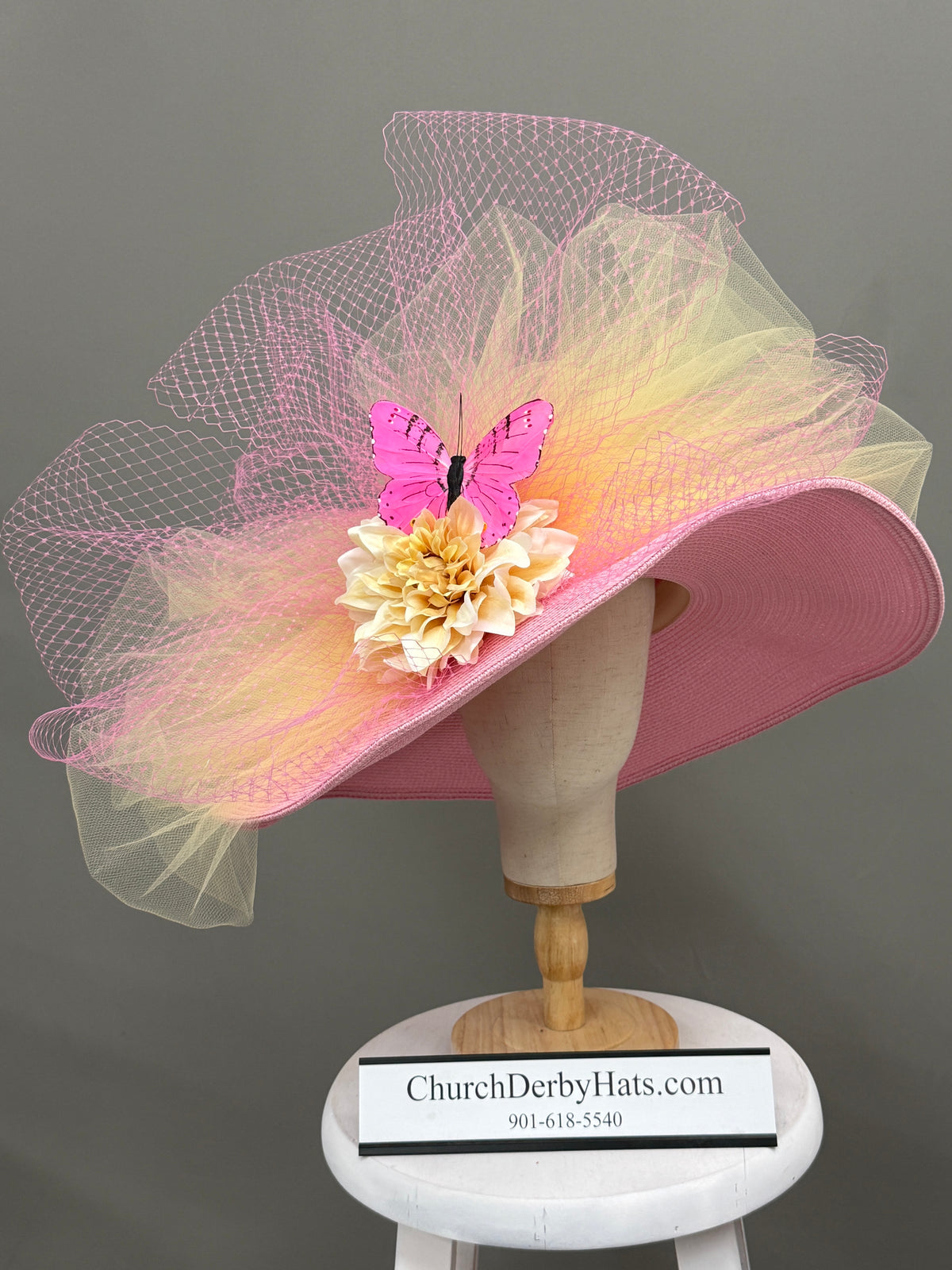 Pink Butterfly - Kentucky Derby Hat display picture 3