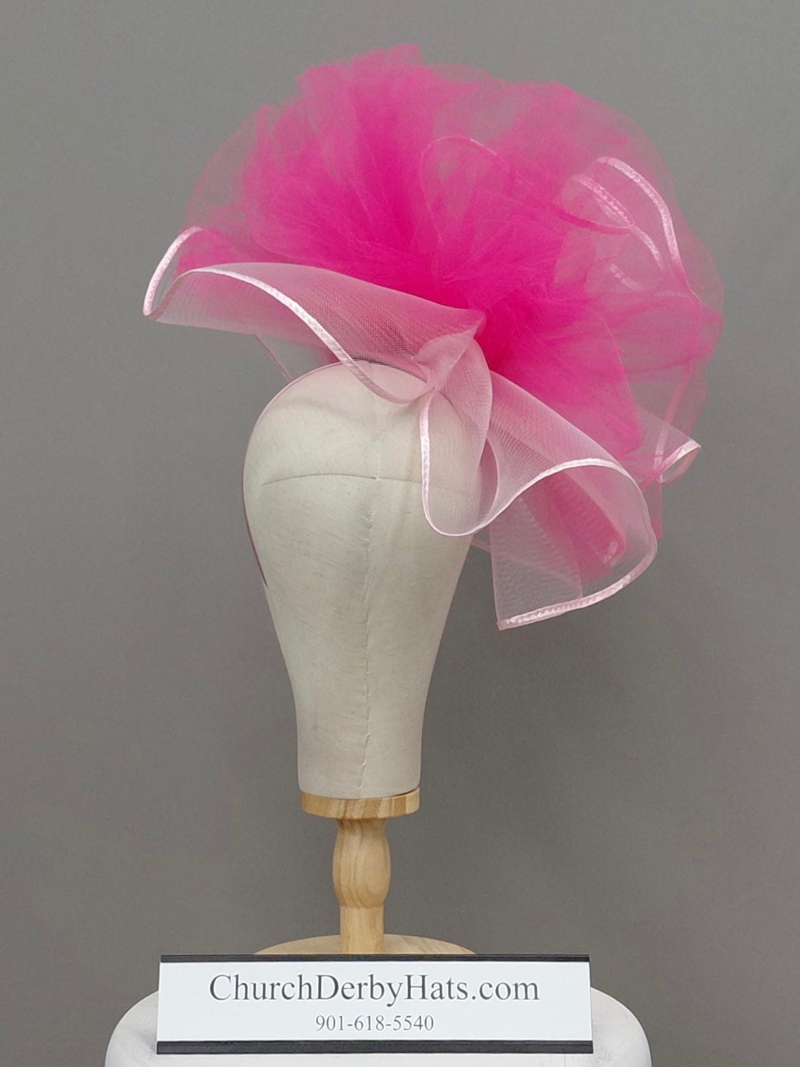 Kindie Pink White Fascinator on Headband - Kentucky Derby Hat