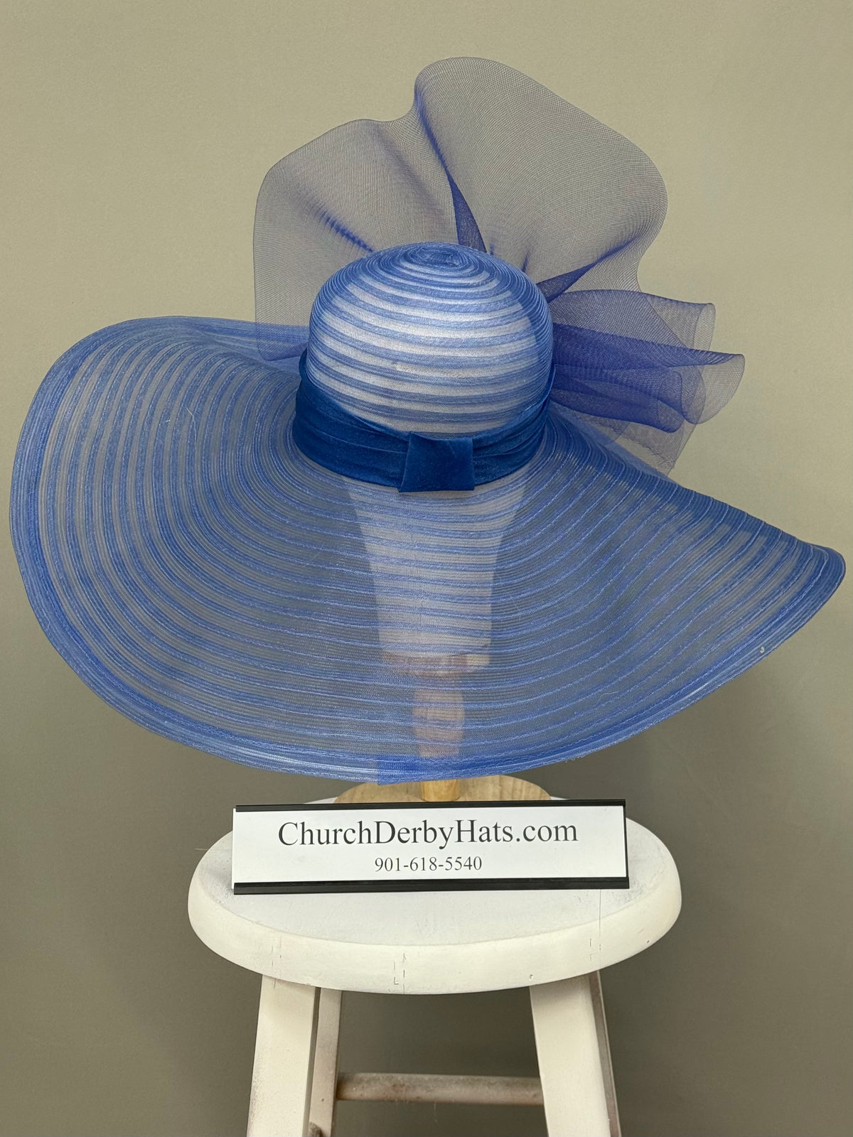 Peacock Brooch Royal Blue Horsehair - Kentucky Derby Hat - Church Hat