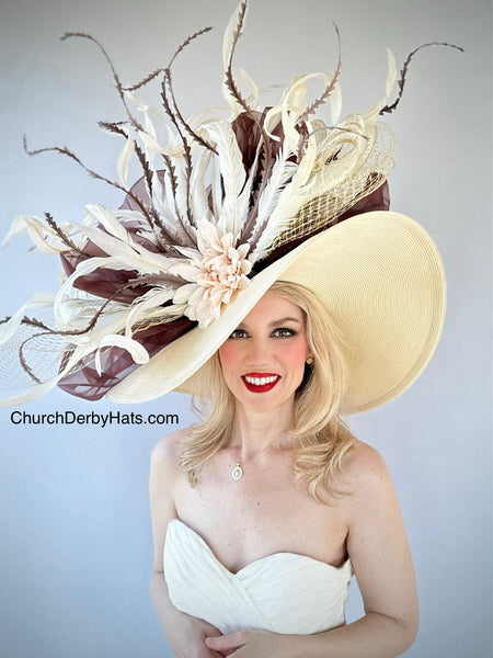 Elizabeth Paige Ivory and Brown Kentucky Derby Hat