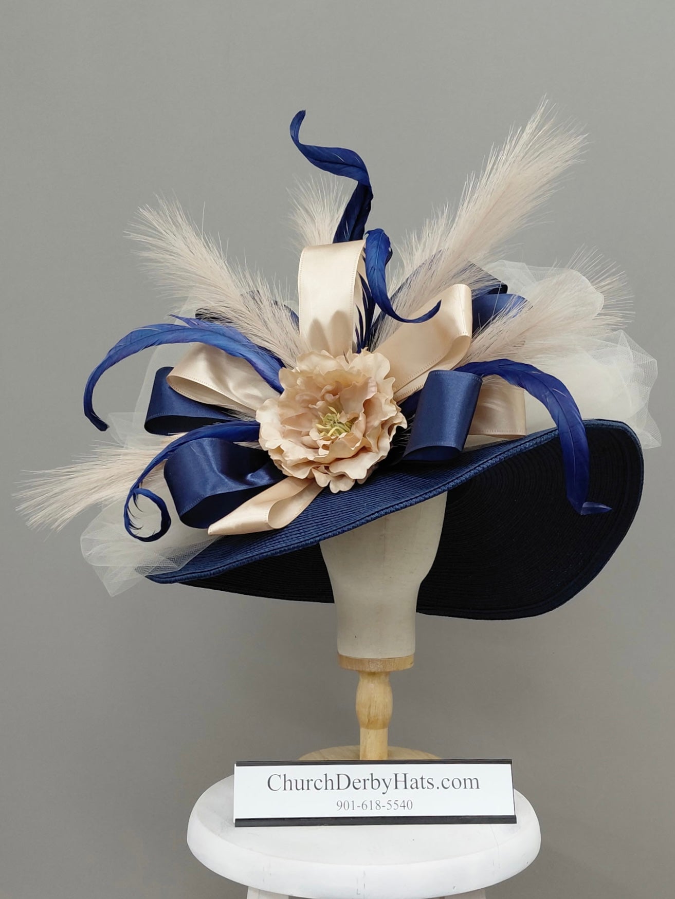 Yurina Navy Blue - Kentucky Derby Hat