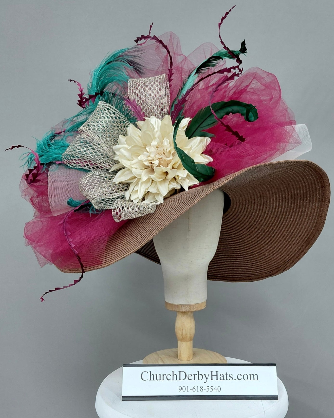 Michelle Brown Maroon - Kentucky Derby Hat - Church Hat