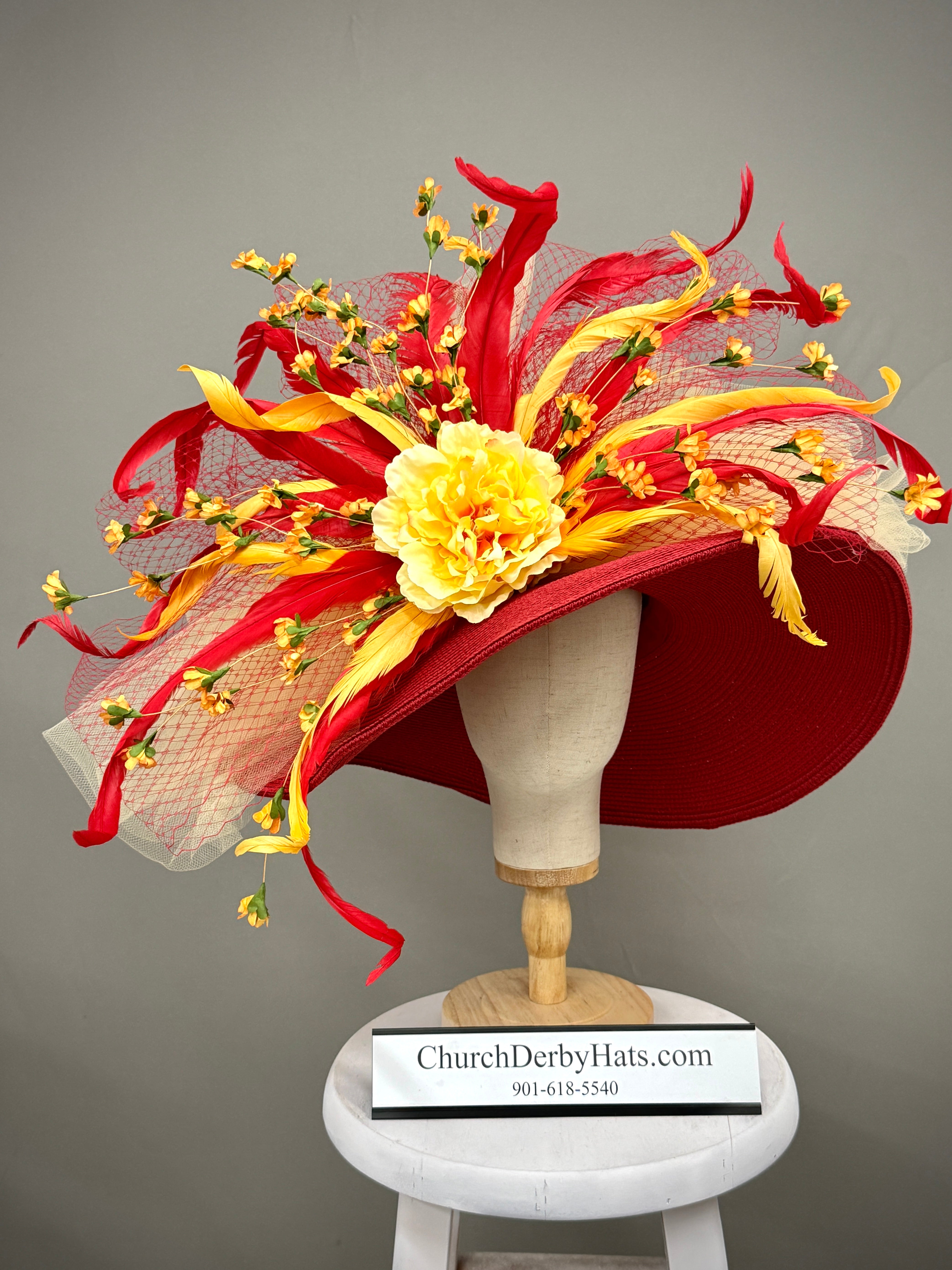 Rebecca Red Yellow - Kentucky Derby Hat
