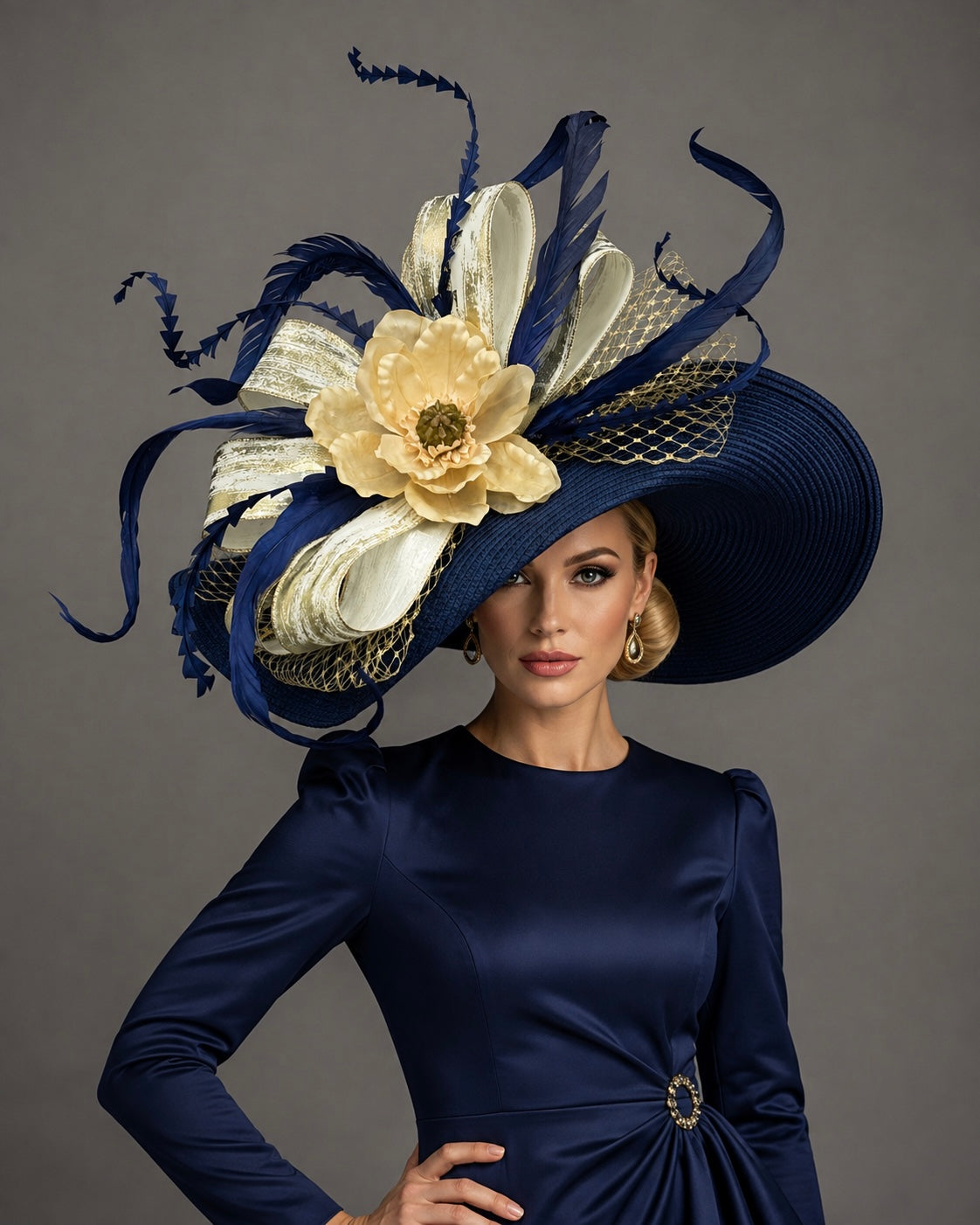 Ieena Navy Gold - Kentucky Derby Hat