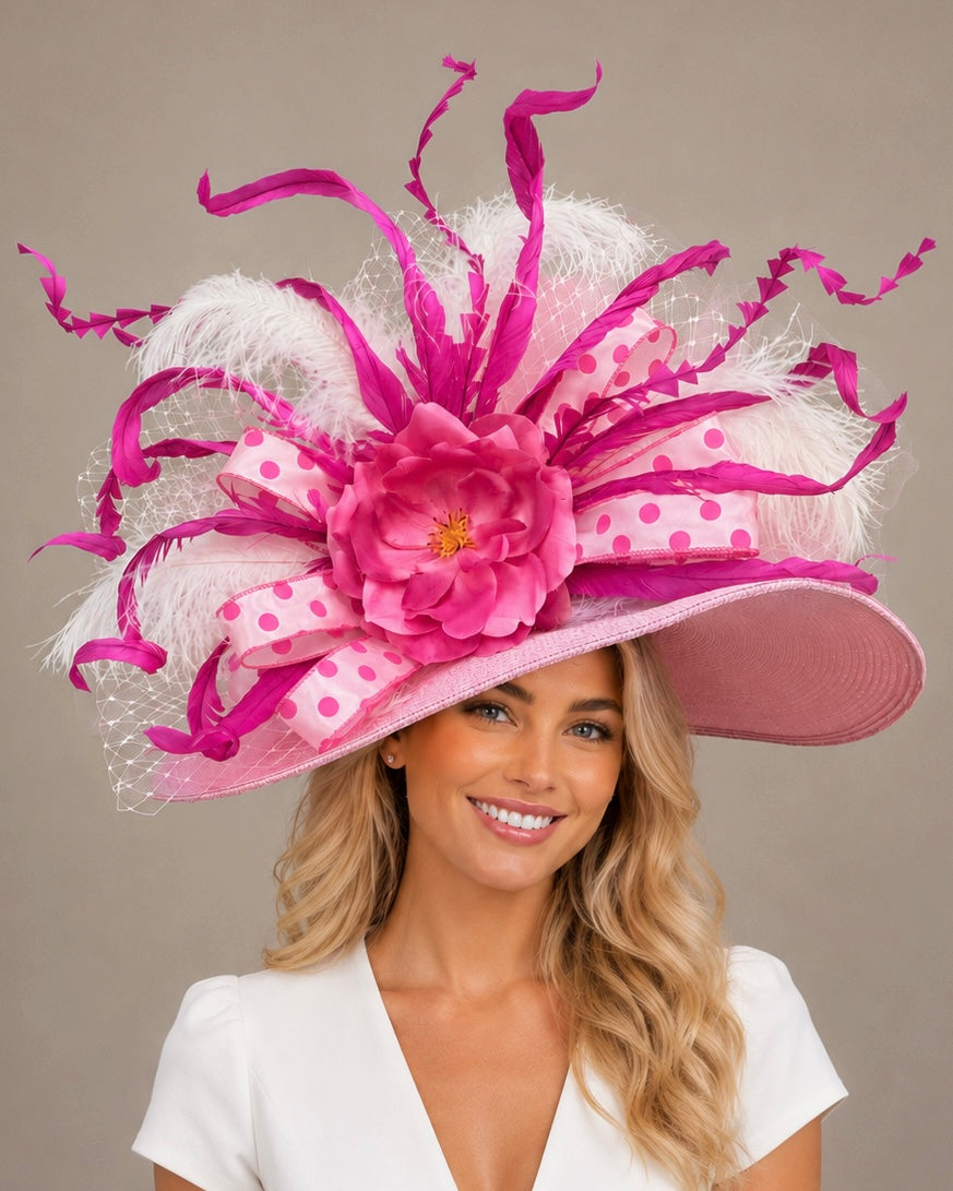 Christy - Pink Kentucky Derby Hat - Church Hat