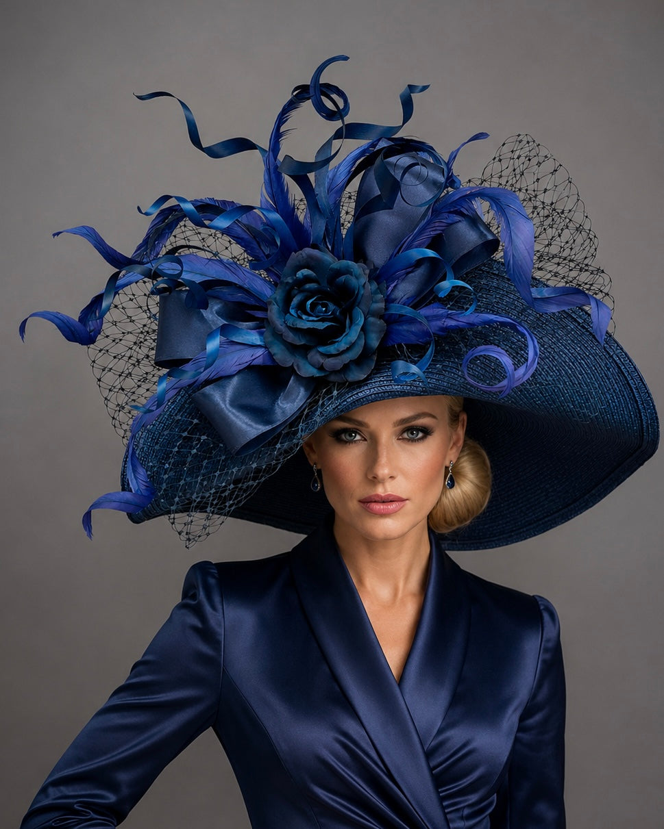 Sapphire Navy - Kentucky Derby Hat - Church Derby Hat