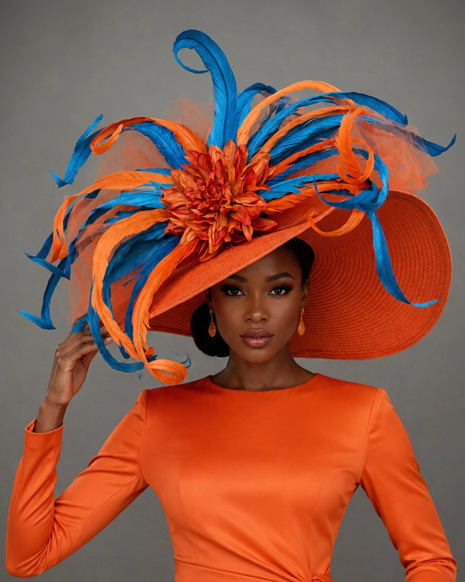 Hellen Orange Blue - Church Derby Hat