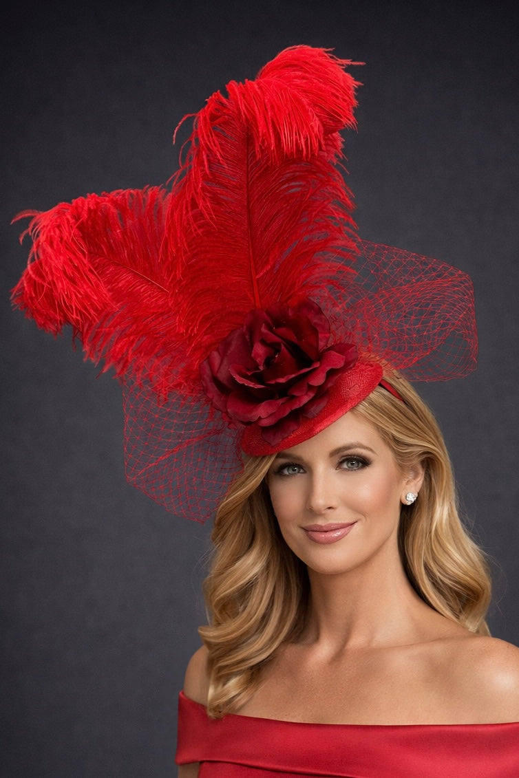 Red Peony Rose - Kentucky Derby Hat