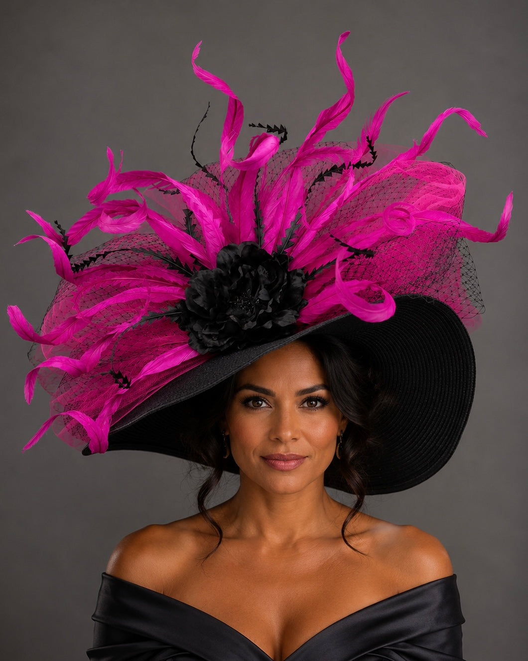 Posh Pink Black - Kentucky Derby Hat