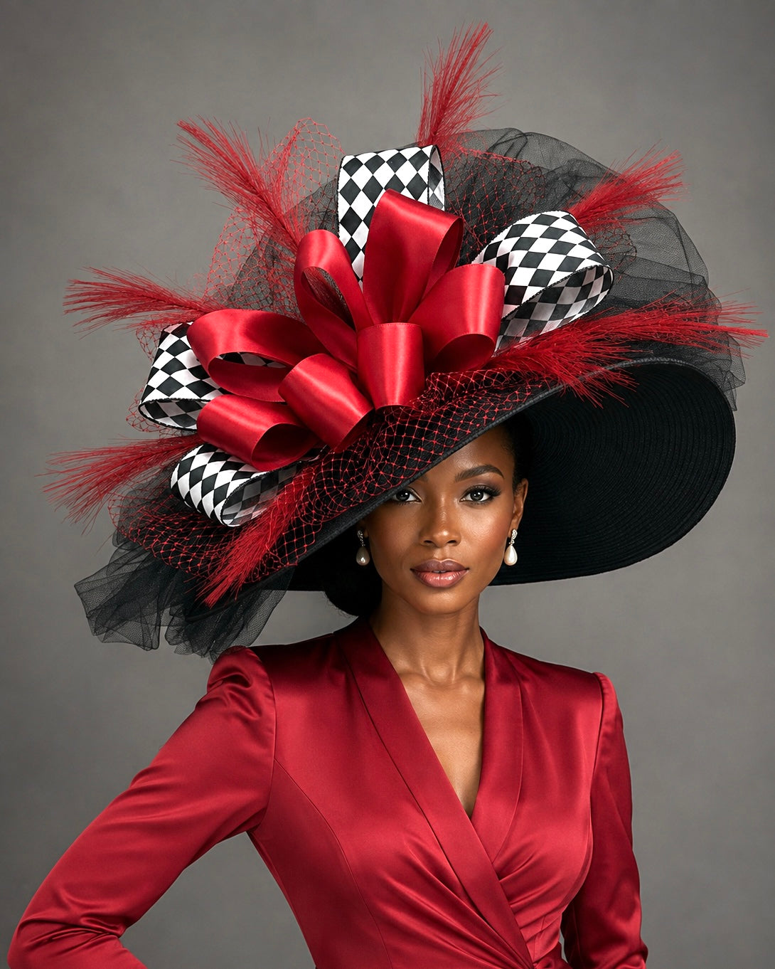 High Spades - Red White Black - Kentucky Derby Hat