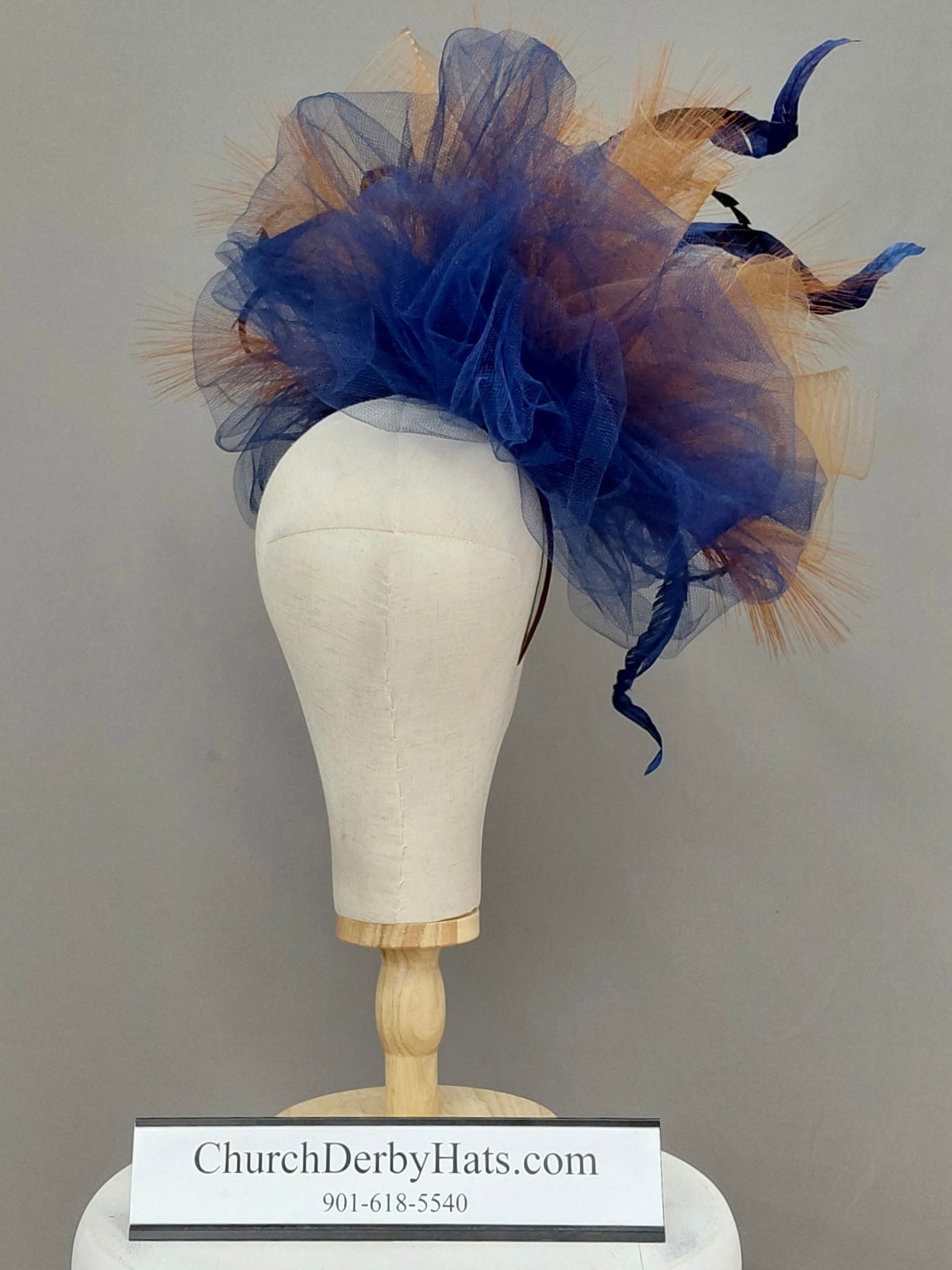 Joselyn Navy Rust Fascinator on Headband