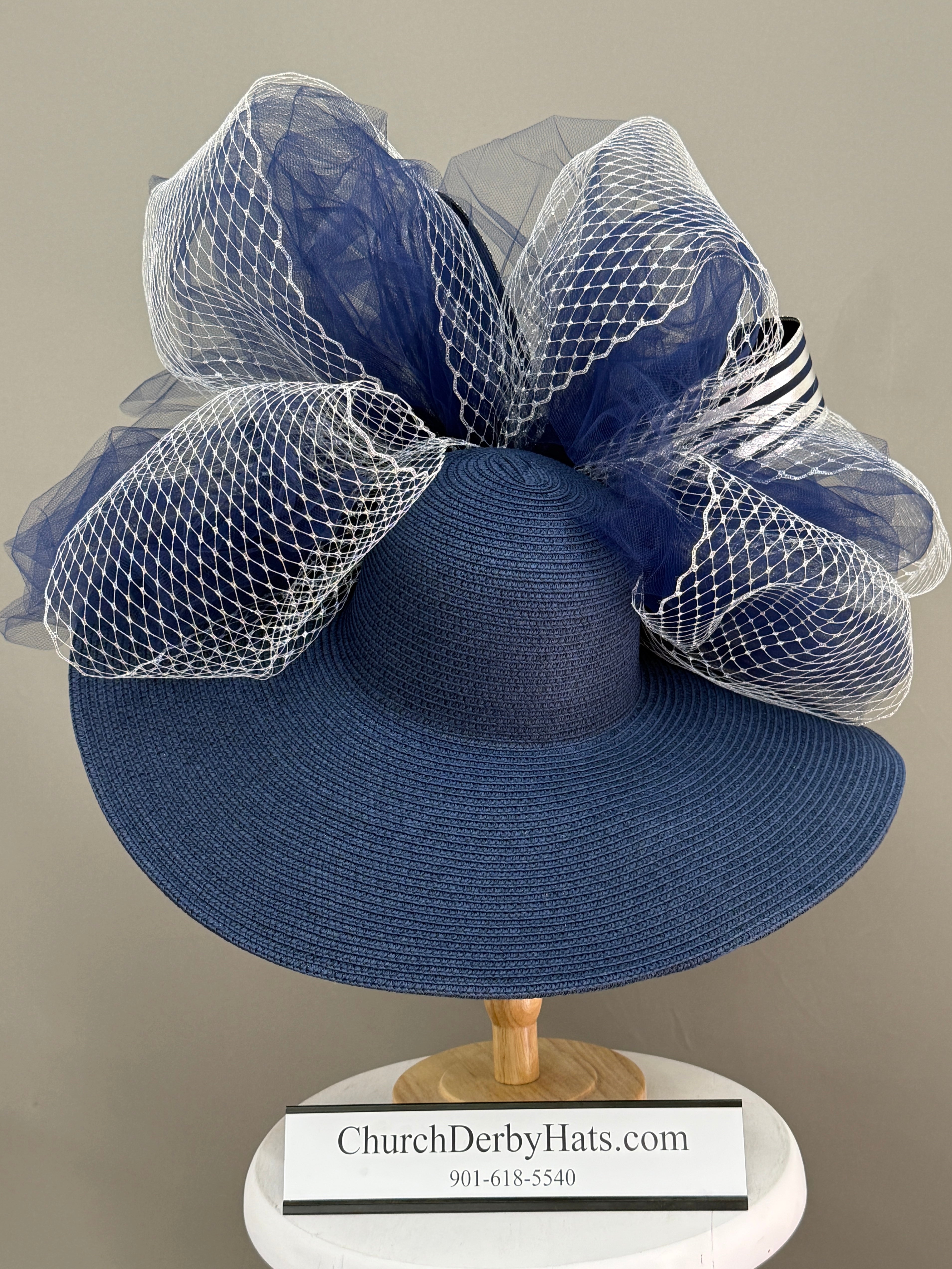 Elsa Navy Silver - Kentucky Derby Hat