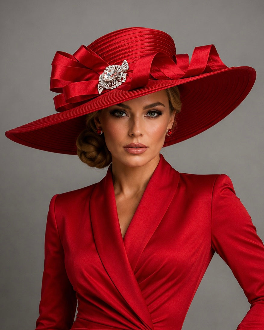 Red Satin Ribbon - Church Hat
