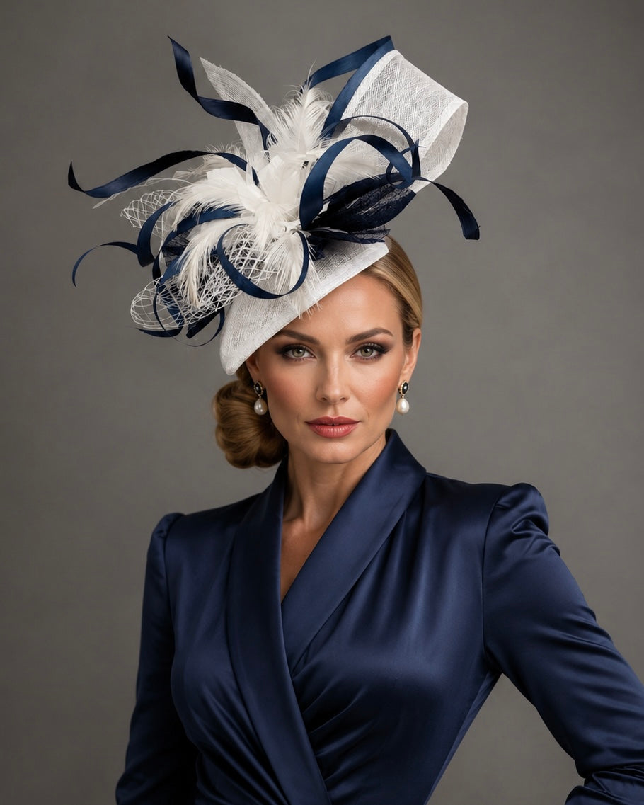 Midnight Blue Fascinator on Headband