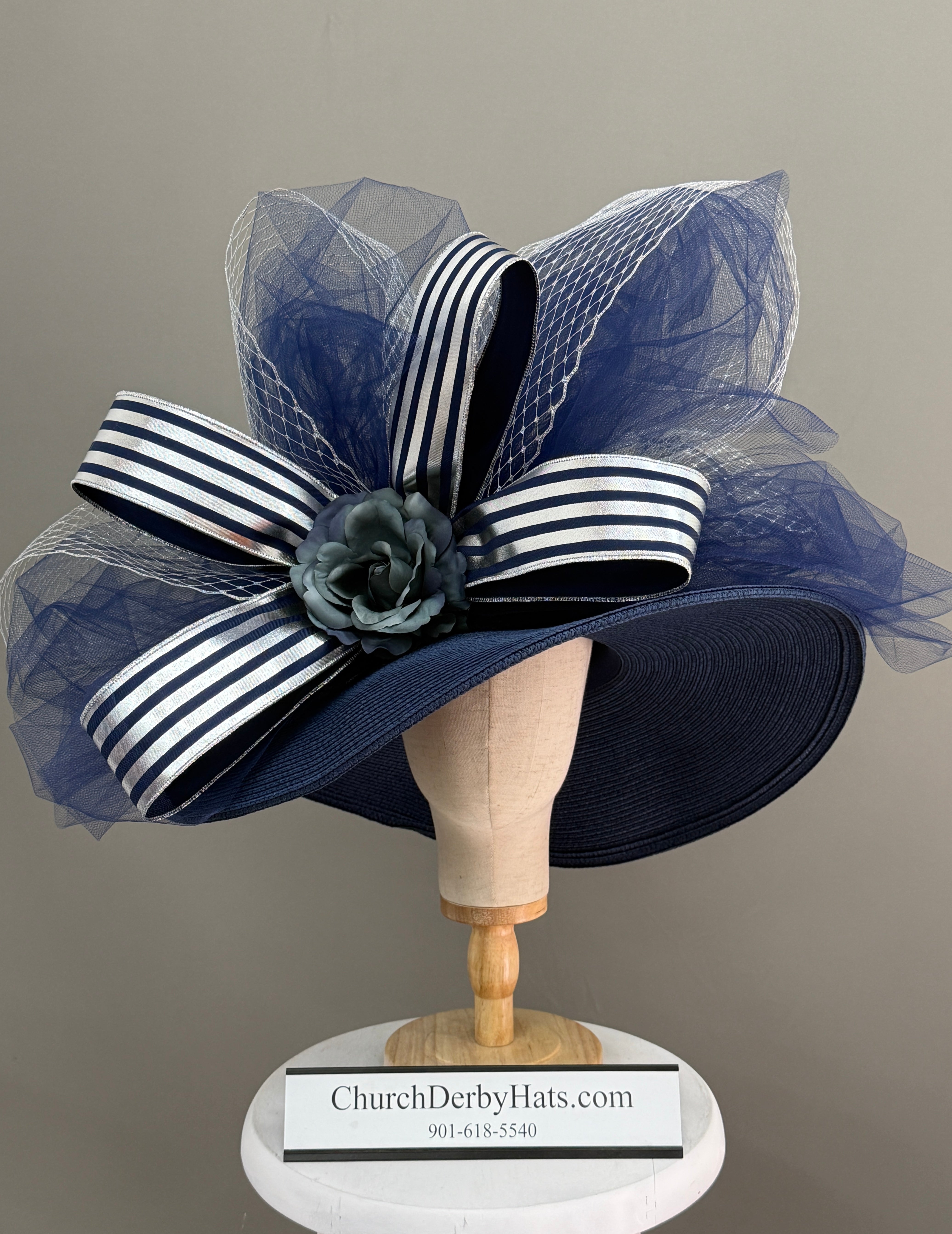 Elsa Navy Silver - Kentucky Derby Hat