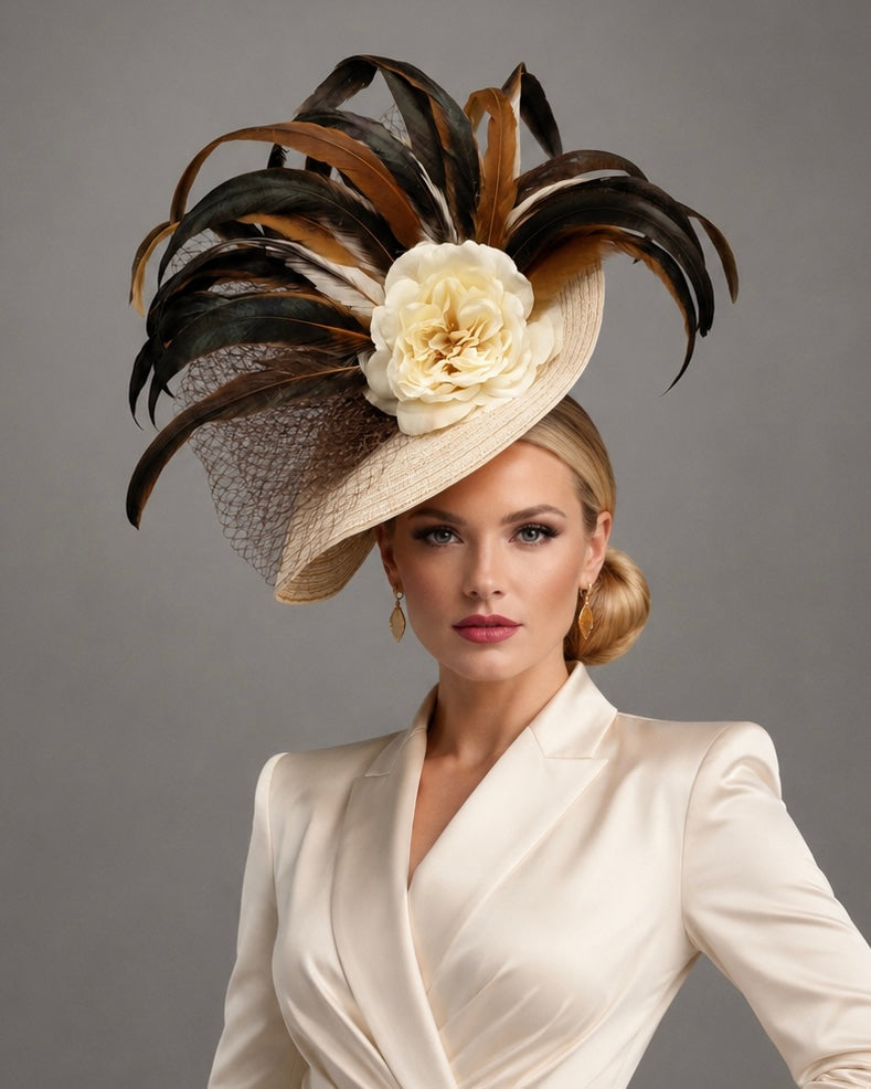 Ivory Fascinator on Headband