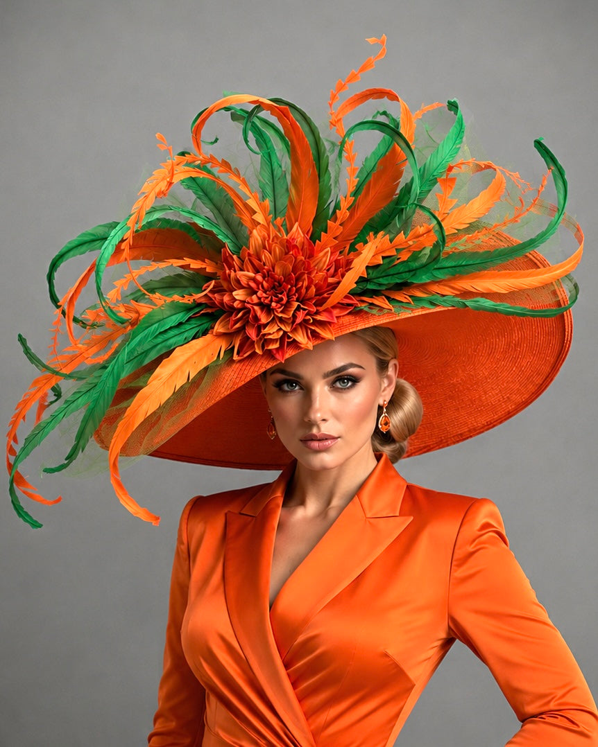 Sherry Orange Green - Kentucky Derby Hat