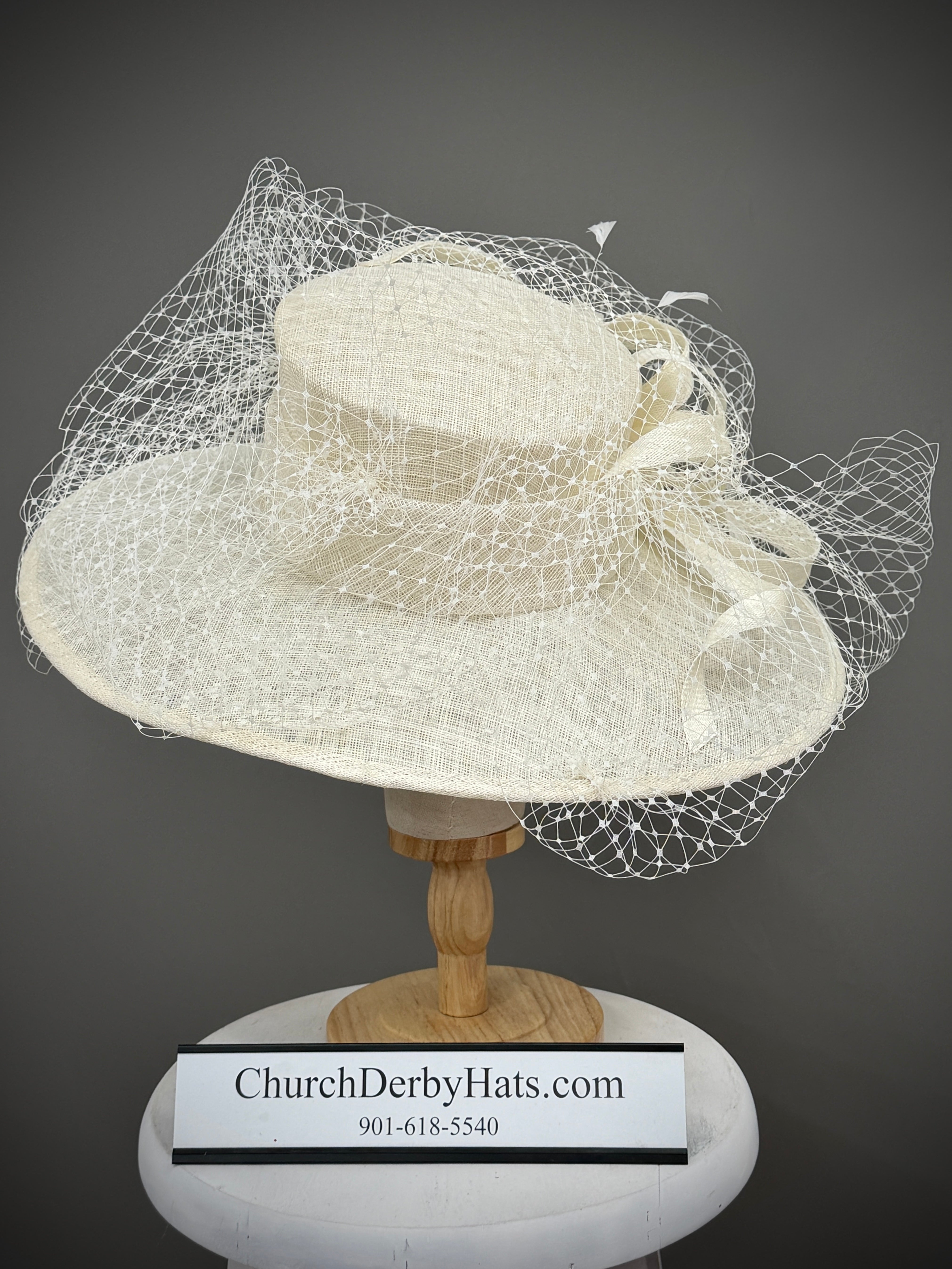 Chapeaux Ivory - Sinamay Cream Ivory Church Derby Hat