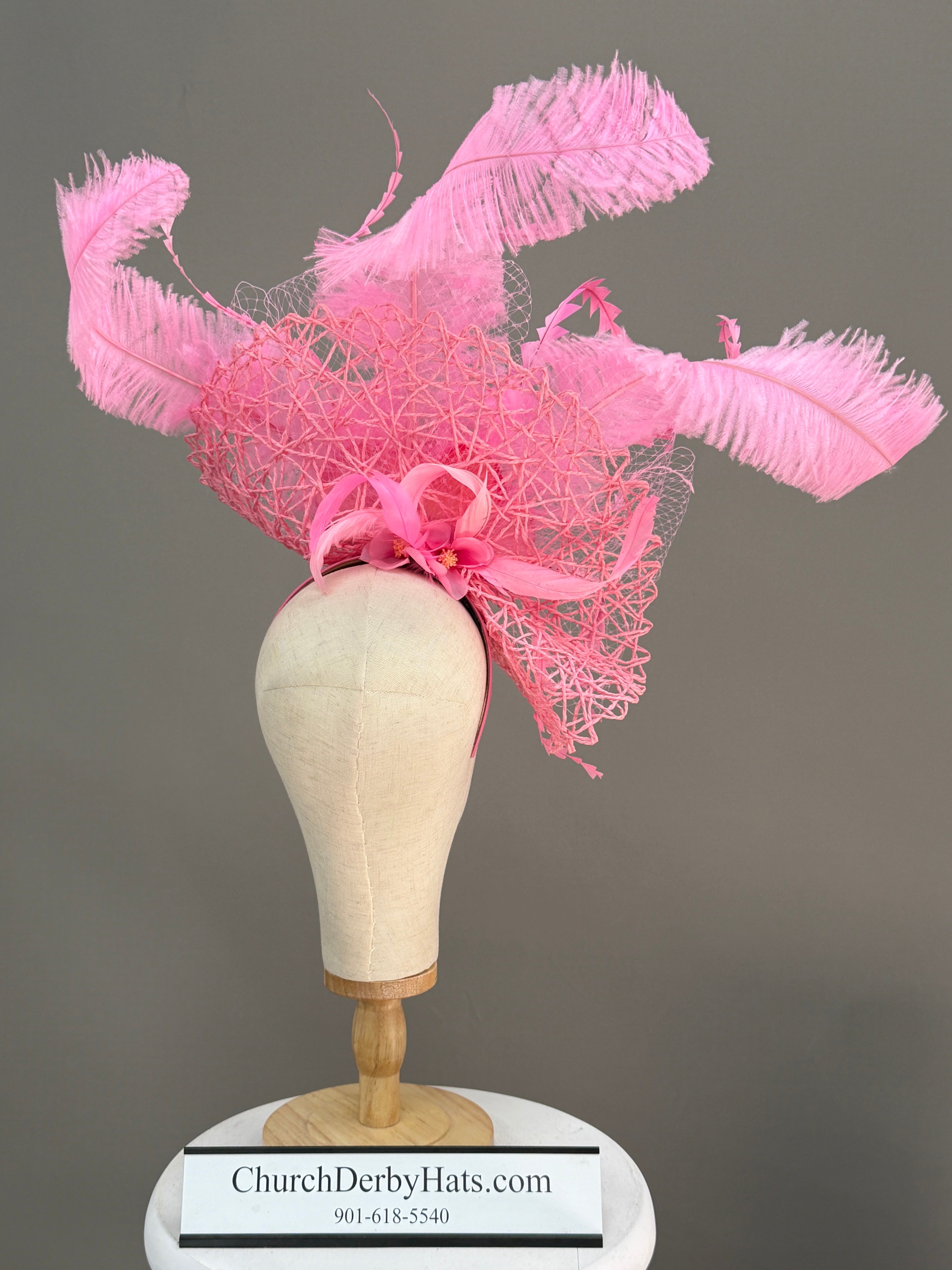 Macey Pink Fascinator - Kentucky Derby Hat