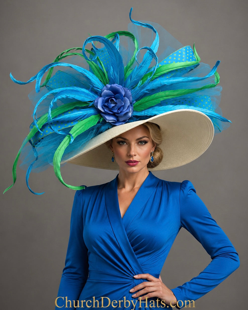 Blue Green - Kentucky Derby Hat