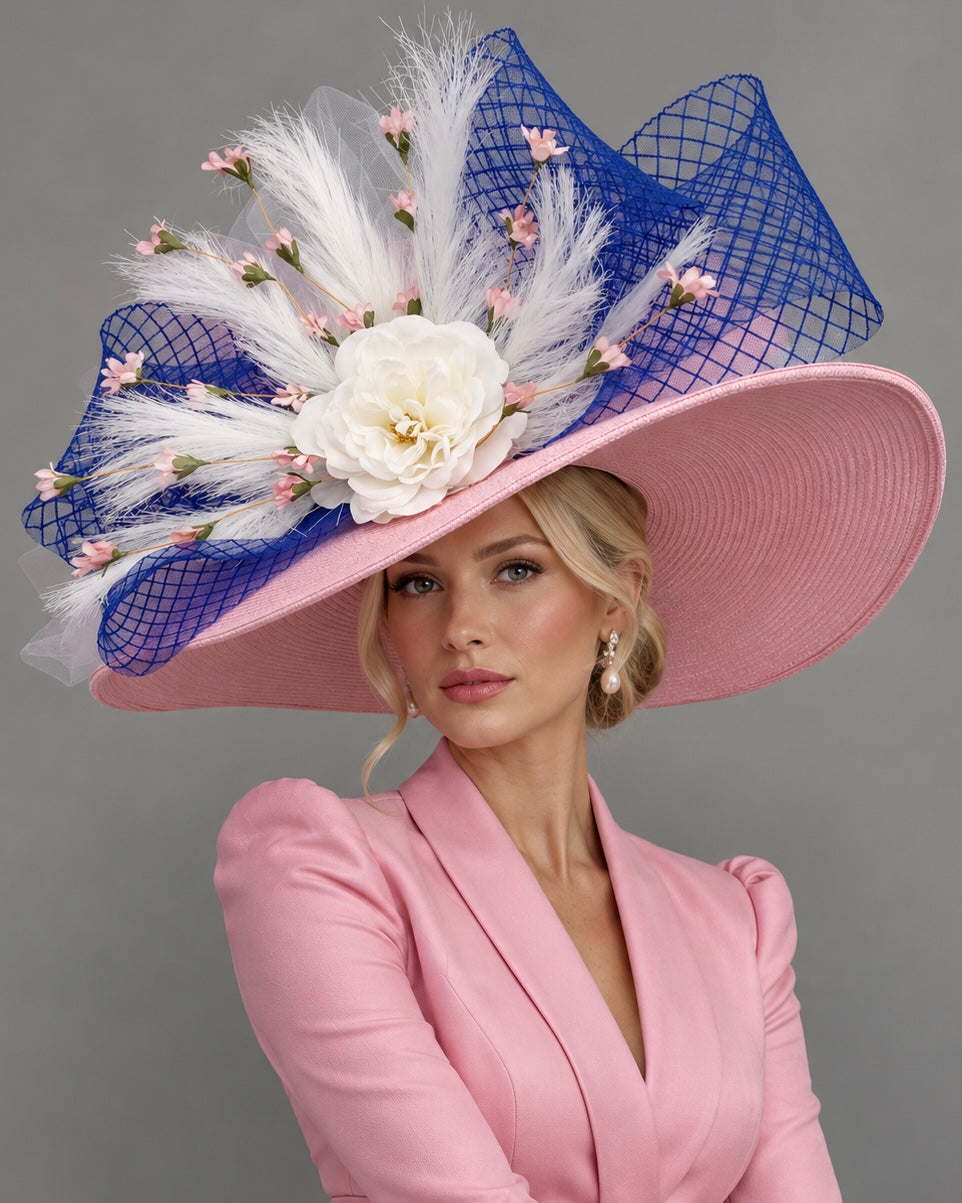 Fiona Pink Purple - Kentucky Derby Hat - Church Hat