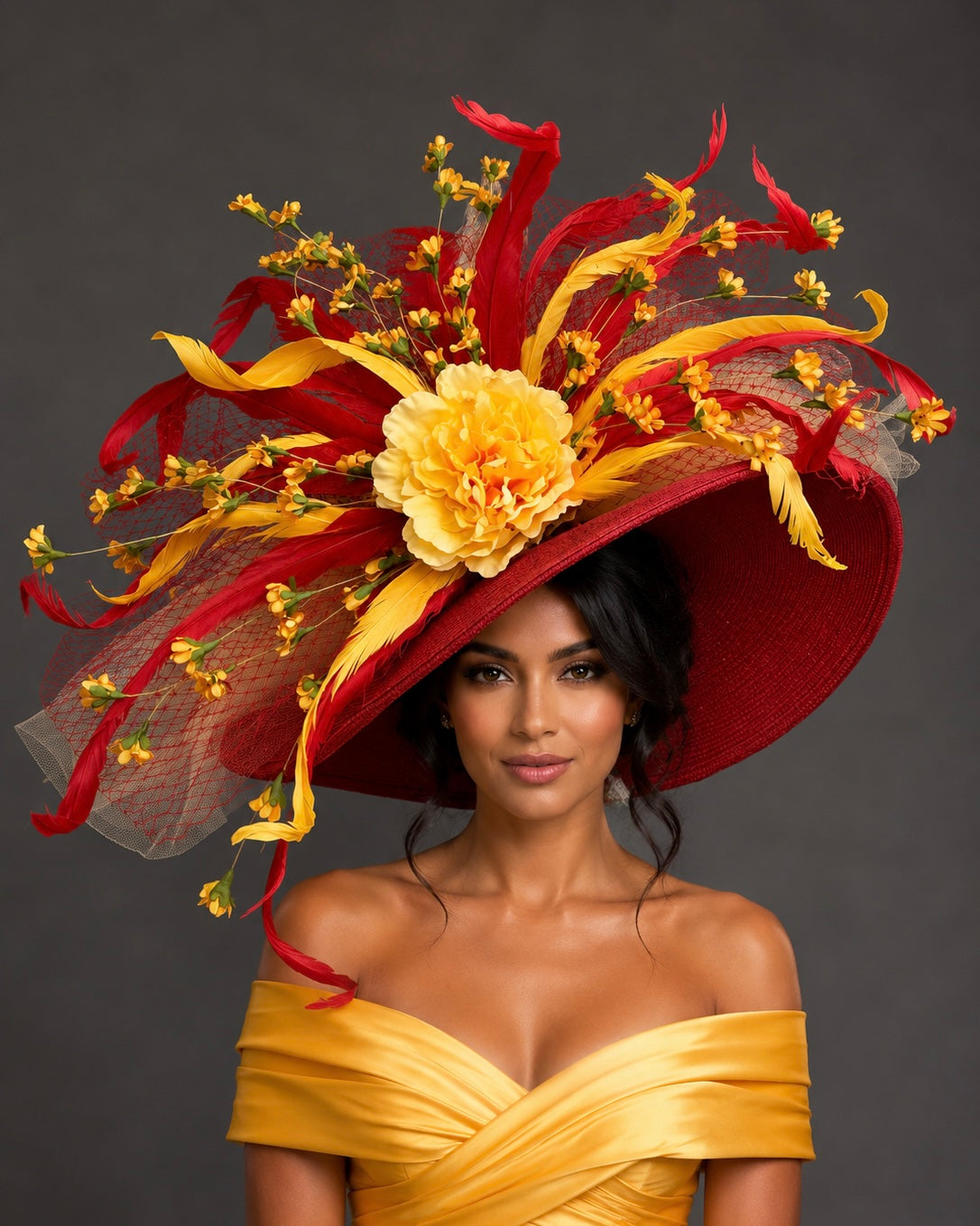 Rebecca Red Yellow - Kentucky Derby Hat