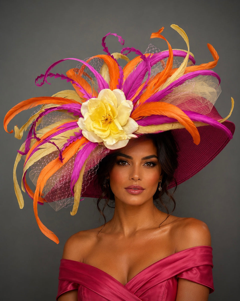 Starlara Yellow Pink - Kentucky Derby Hat display picture 3