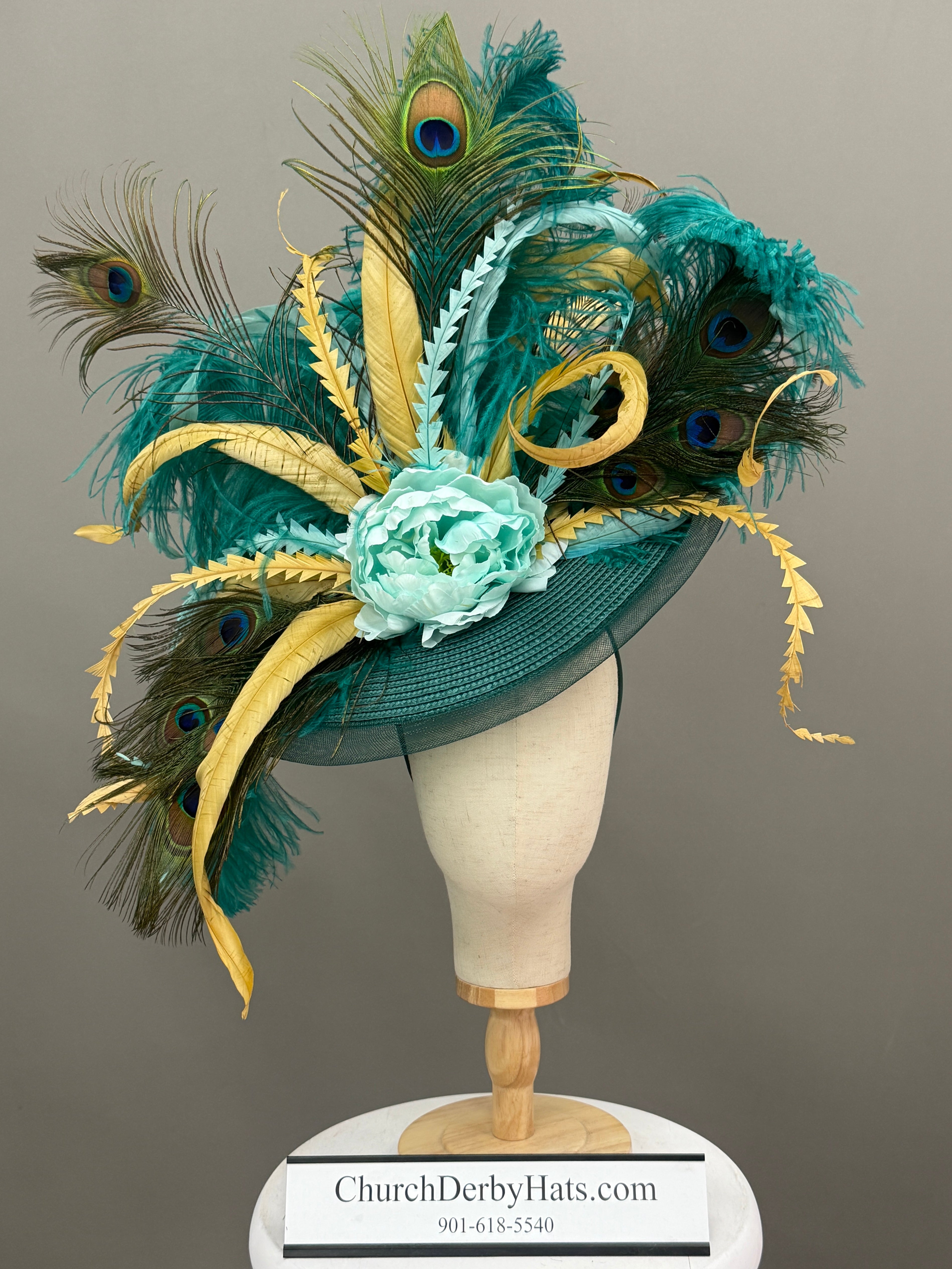 Teal Fascinator - Kentucky Derby Hat