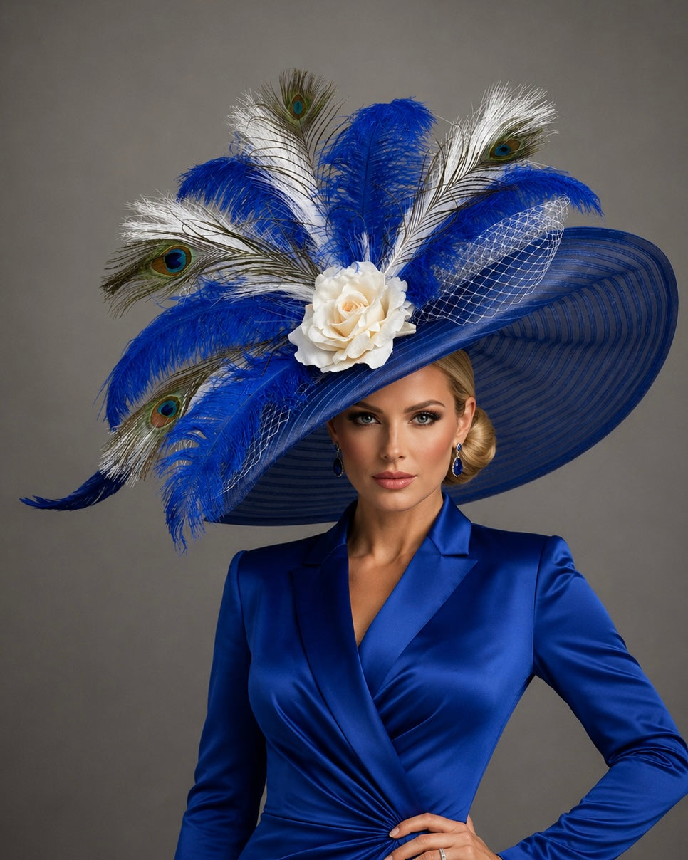 Verbena Royal Peacock - Kentucky Derby Hat