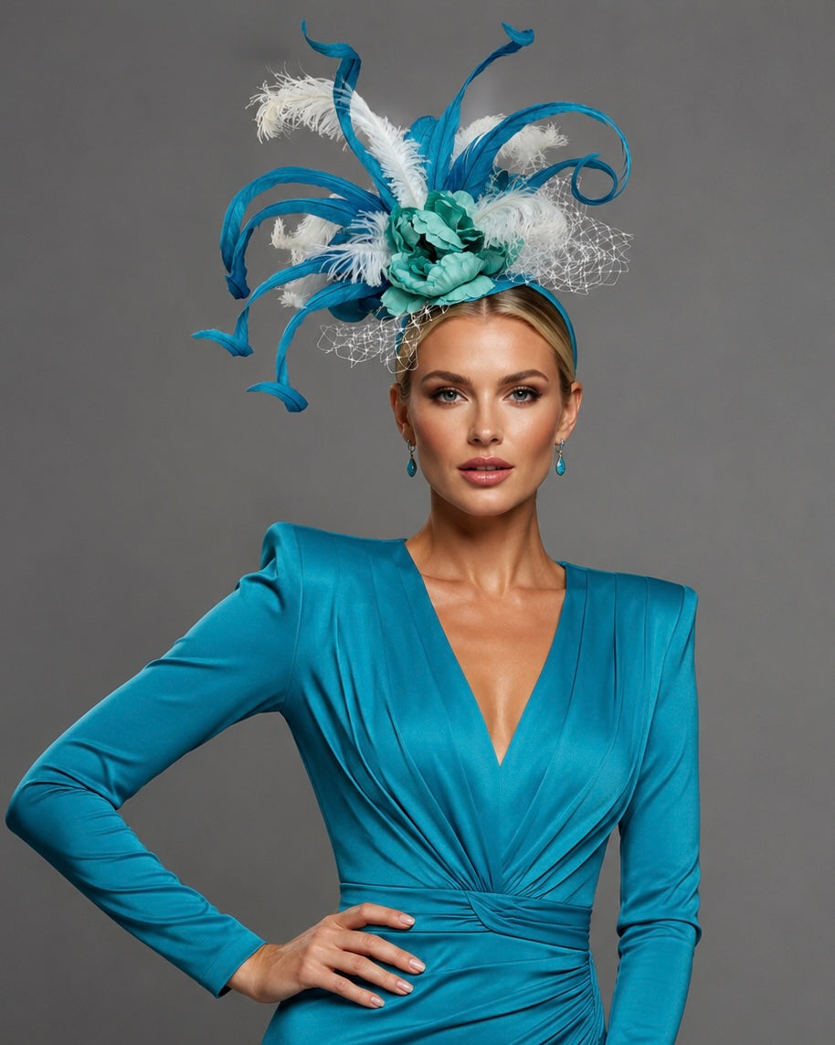 Tabitha Blue Fascinator on Headband