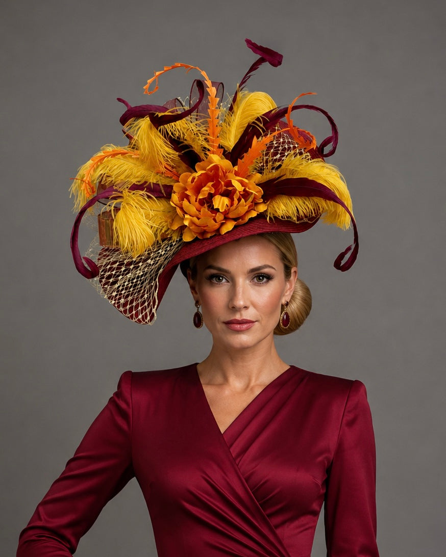 Ruby Fascinator on Headband
